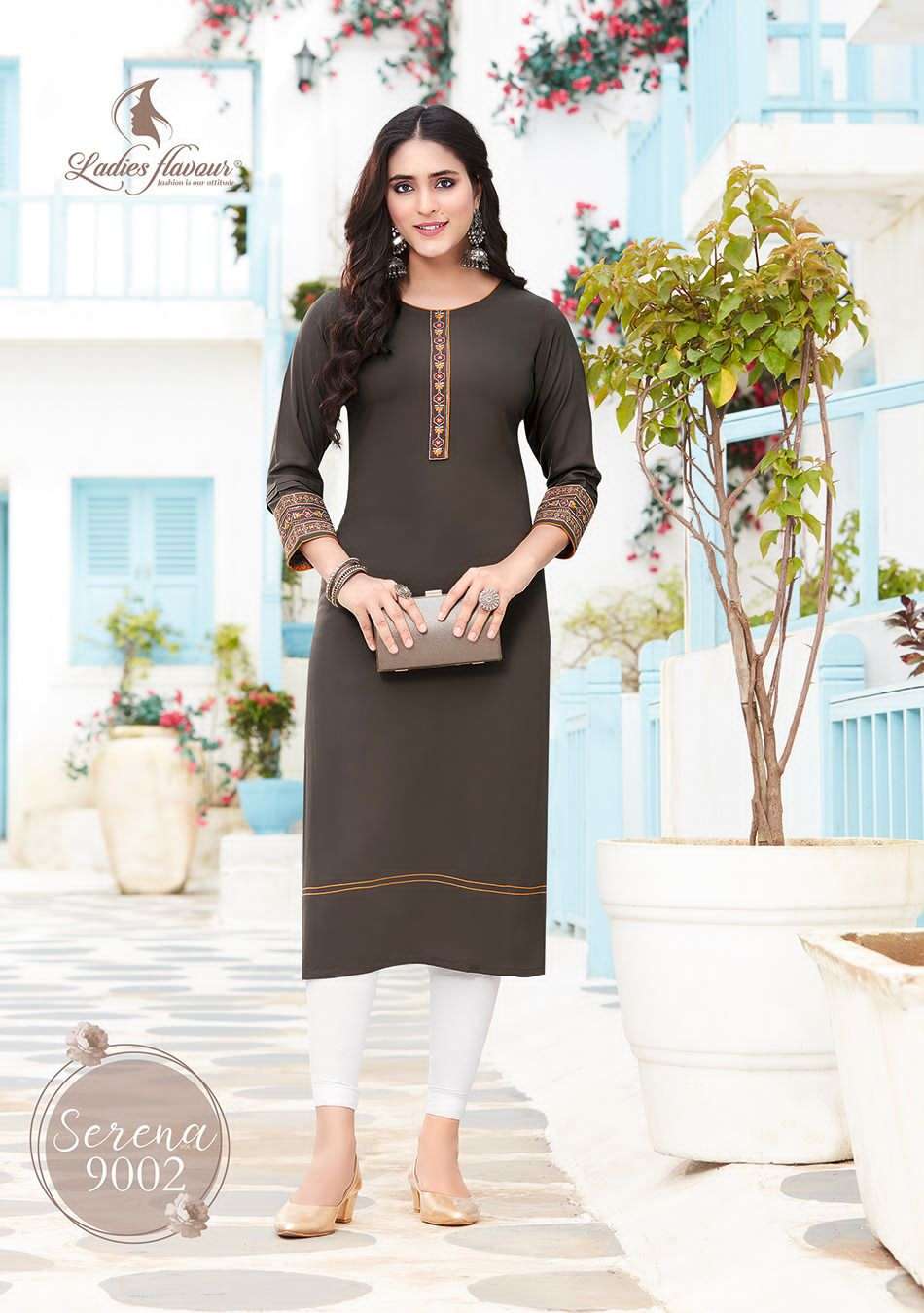 Serena Vol-9 By Ladies Flavour 9001 To 9006 Series Beautiful Stylish Fancy Colorful Casual Wear & Ethnic Wear Rayon Embroidered Kurtis At Wholesale Price