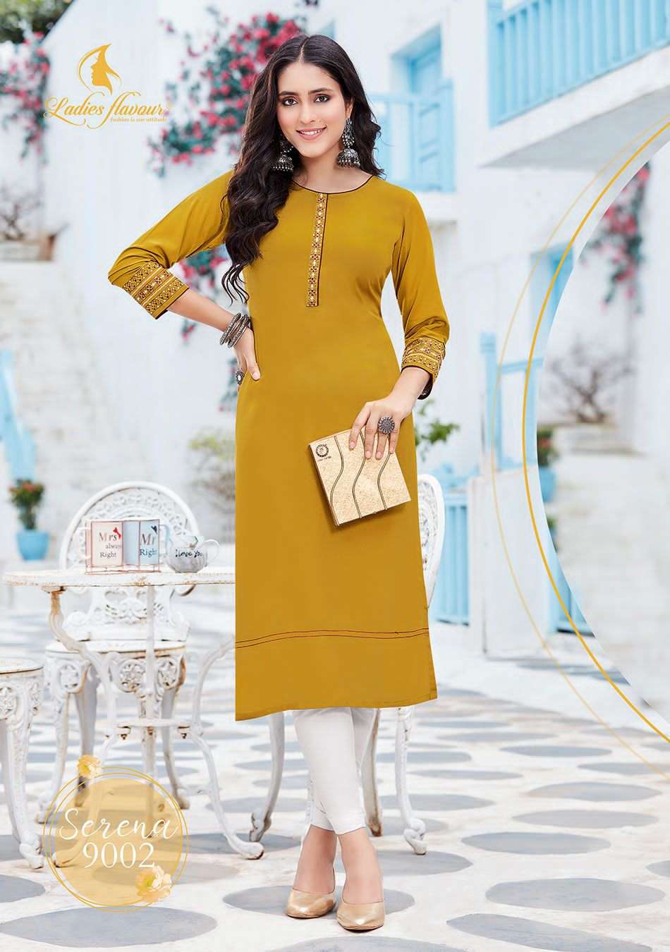 Serena Vol-9 By Ladies Flavour 9001 To 9006 Series Beautiful Stylish Fancy Colorful Casual Wear & Ethnic Wear Rayon Embroidered Kurtis At Wholesale Price