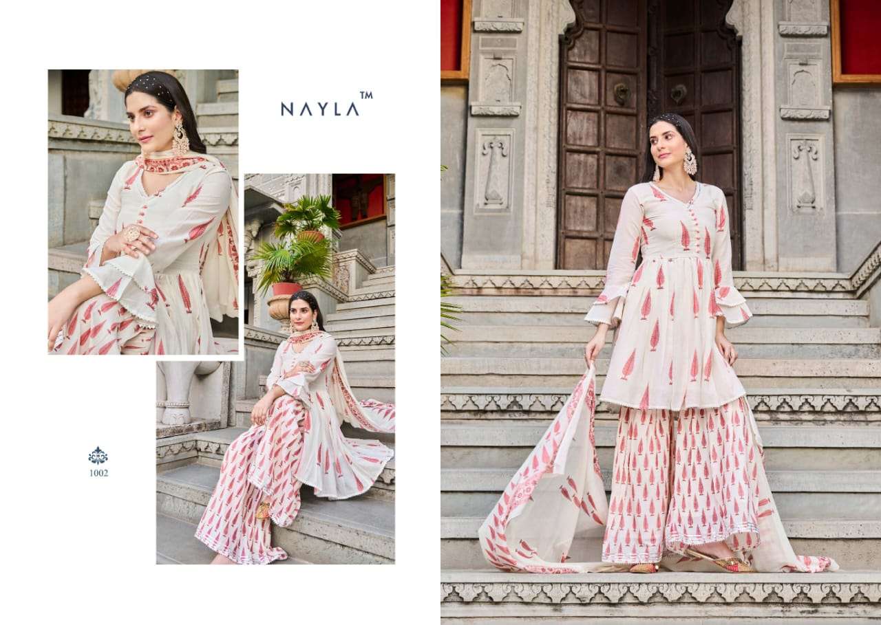 Noor By Nayla 1001 To 1006 Series Festive Sharara Suits Beautiful Fancy Colorful Stylish Party Wear & Occasional Wear Pure Mal Cotton Dresses At Wholesale Price