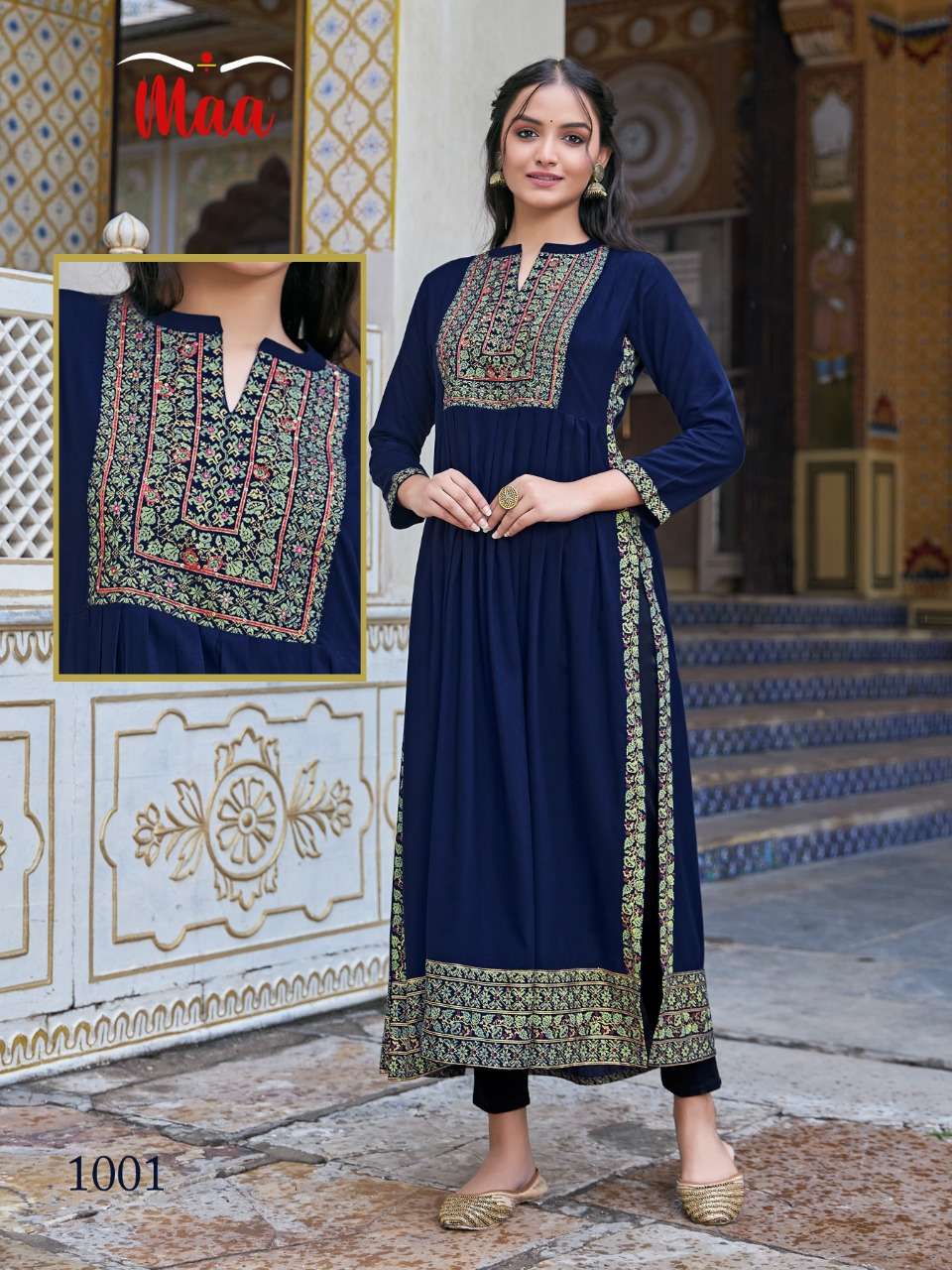 B And B By Maa Creation 1001 To 1002 Series Designer Stylish Fancy Colorful Beautiful Party Wear & Ethnic Wear Collection Rayon Embroidered Kurtis At Wholesale Price
