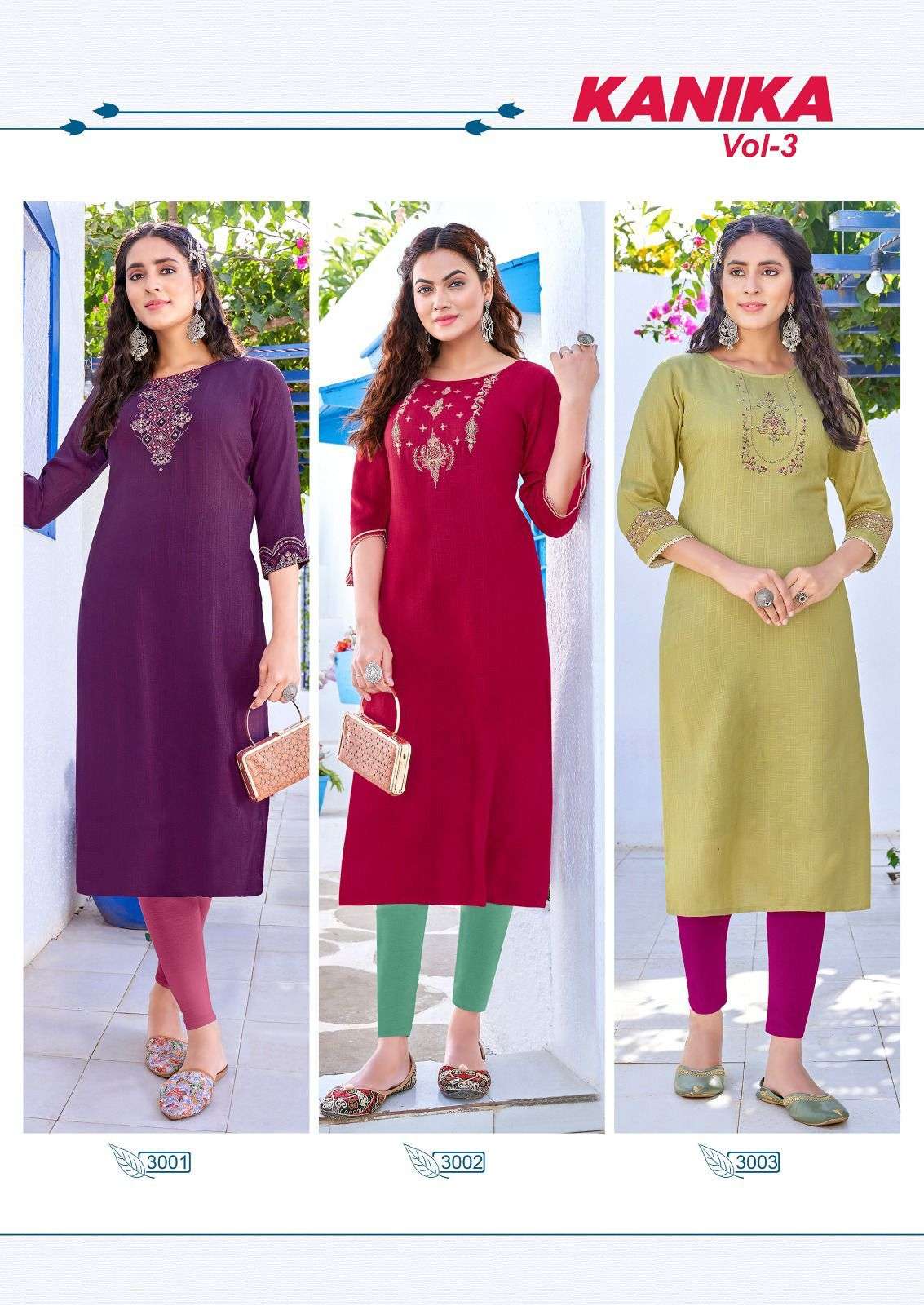 Kanika Vol-3 By Keeloo 3001 To 3006 Series Designer Stylish Fancy Colorful Beautiful Party Wear & Ethnic Wear Collection Rayon Embroidered Kurtis At Wholesale Price