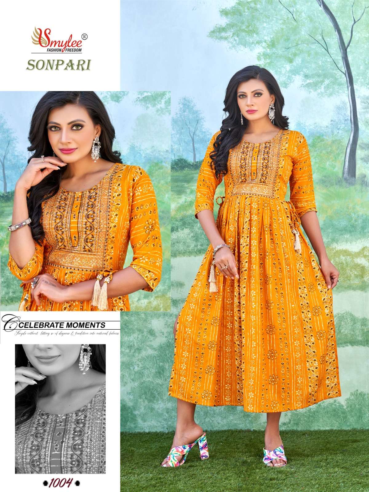 Sonpari By Smylee 1001 To 1008 Series Designer Stylish Fancy Colorful Beautiful Party Wear & Ethnic Wear Collection Rayon Foil Kurtis At Wholesale Price