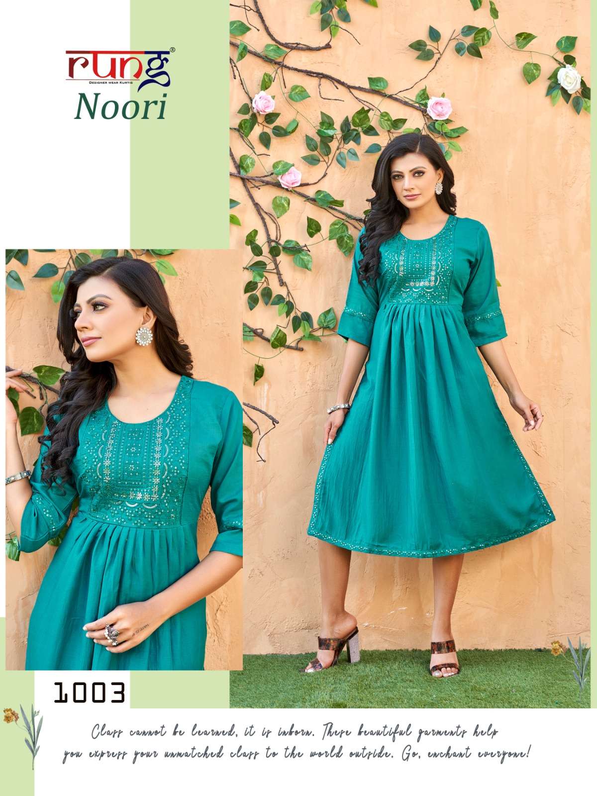 Noori By Rung 1001 To 1008 Series Designer Stylish Fancy Colorful Beautiful Party Wear & Ethnic Wear Collection Silk Embroidered Kurtis At Wholesale Price