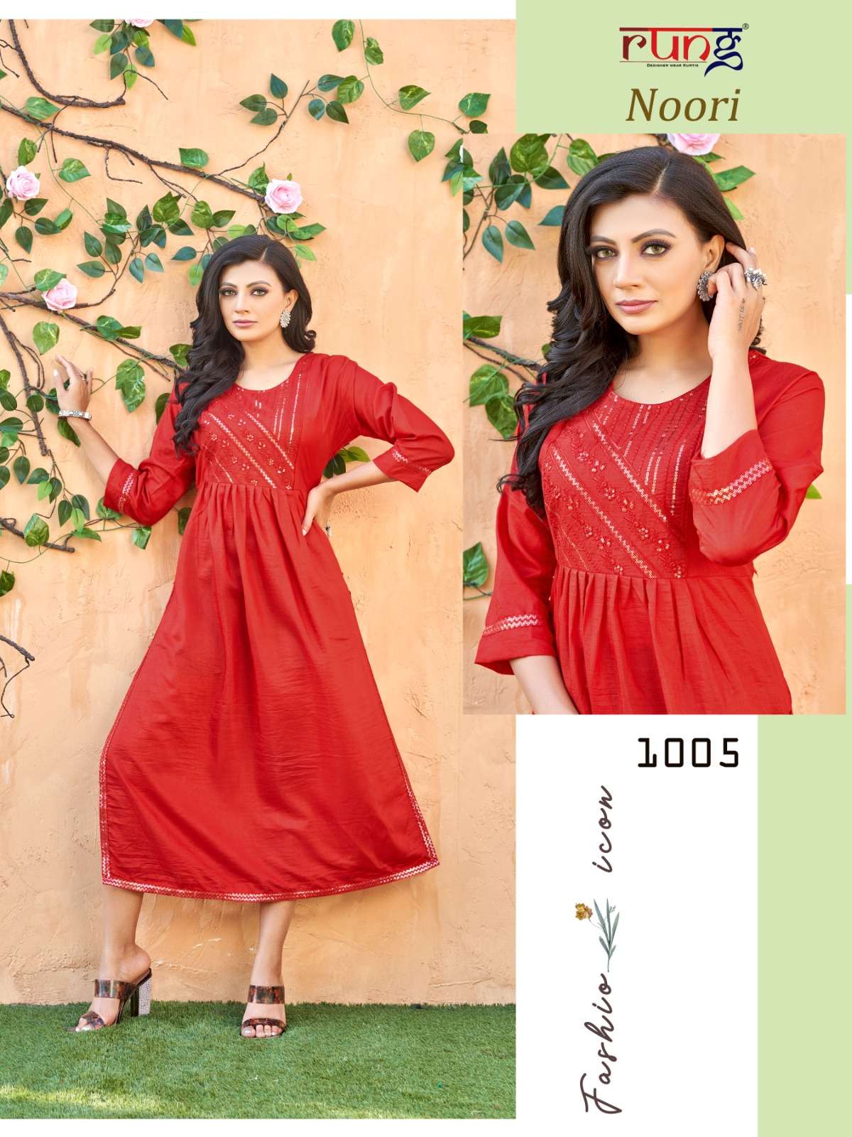 Noori By Rung 1001 To 1008 Series Designer Stylish Fancy Colorful Beautiful Party Wear & Ethnic Wear Collection Silk Embroidered Kurtis At Wholesale Price