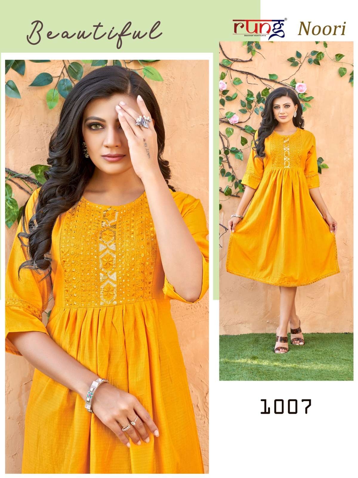Noori By Rung 1001 To 1008 Series Designer Stylish Fancy Colorful Beautiful Party Wear & Ethnic Wear Collection Silk Embroidered Kurtis At Wholesale Price