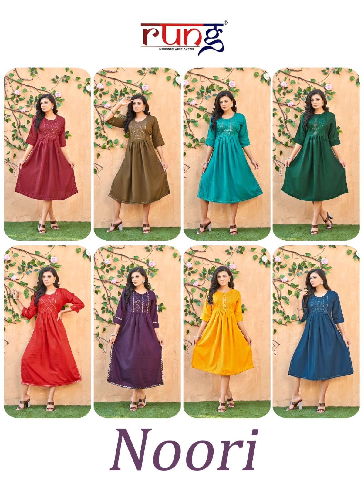 Noori By Rung 1001 To 1008 Series Designer Stylish Fancy Colorful Beautiful Party Wear & Ethnic Wear Collection Silk Embroidered Kurtis At Wholesale Price