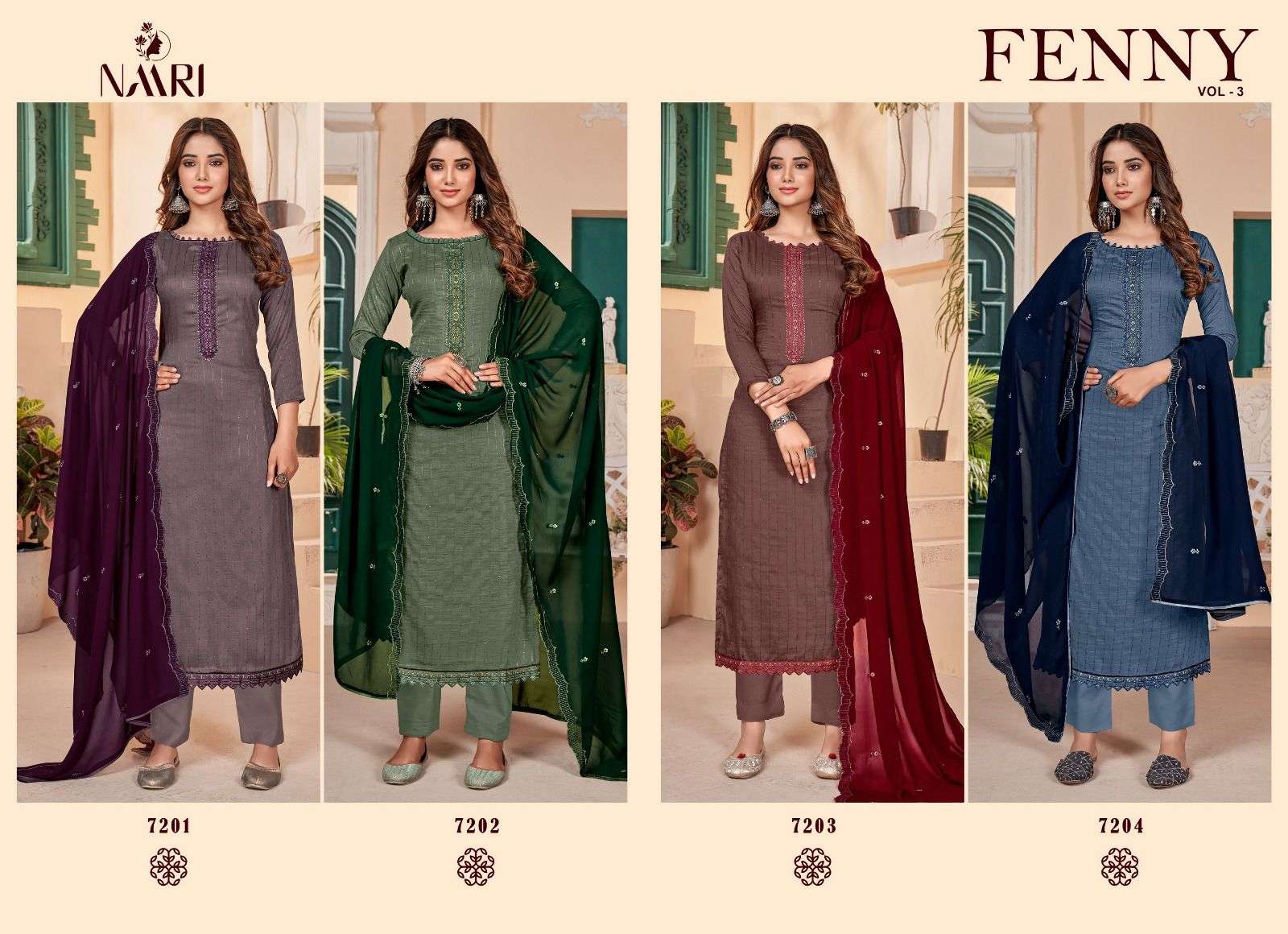 Fenny Vol-3 By Naari 7201 To 7204 Series Beautiful Suits Colorful Stylish Fancy Casual Wear & Ethnic Wear Parampara Silk Dresses At Wholesale Price