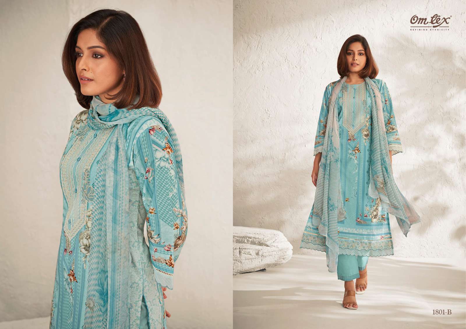 Leona By Om Tex 1801-A To 1801-D Series Beautiful Suits Colorful Stylish Fancy Casual Wear & Ethnic Wear Lawn Cotton Digital Print With Embroidered Dresses At Wholesale Price
