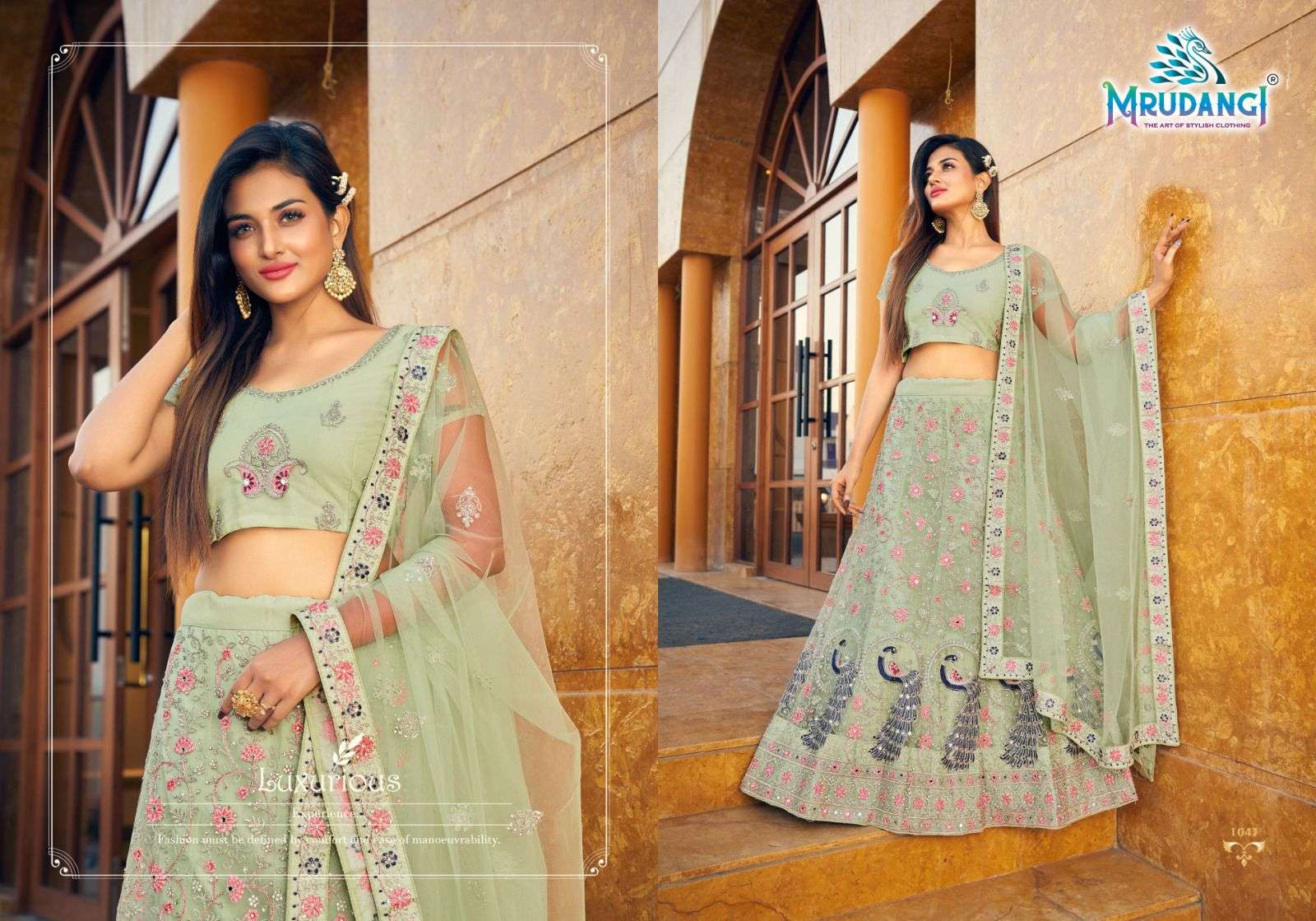 Madhurya By Mrudangi 1043 To 1046 Series Bridal Wear Collection Beautiful Stylish Colorful Fancy Party Wear & Occasional Wear Silk Lehengas At Wholesale Price