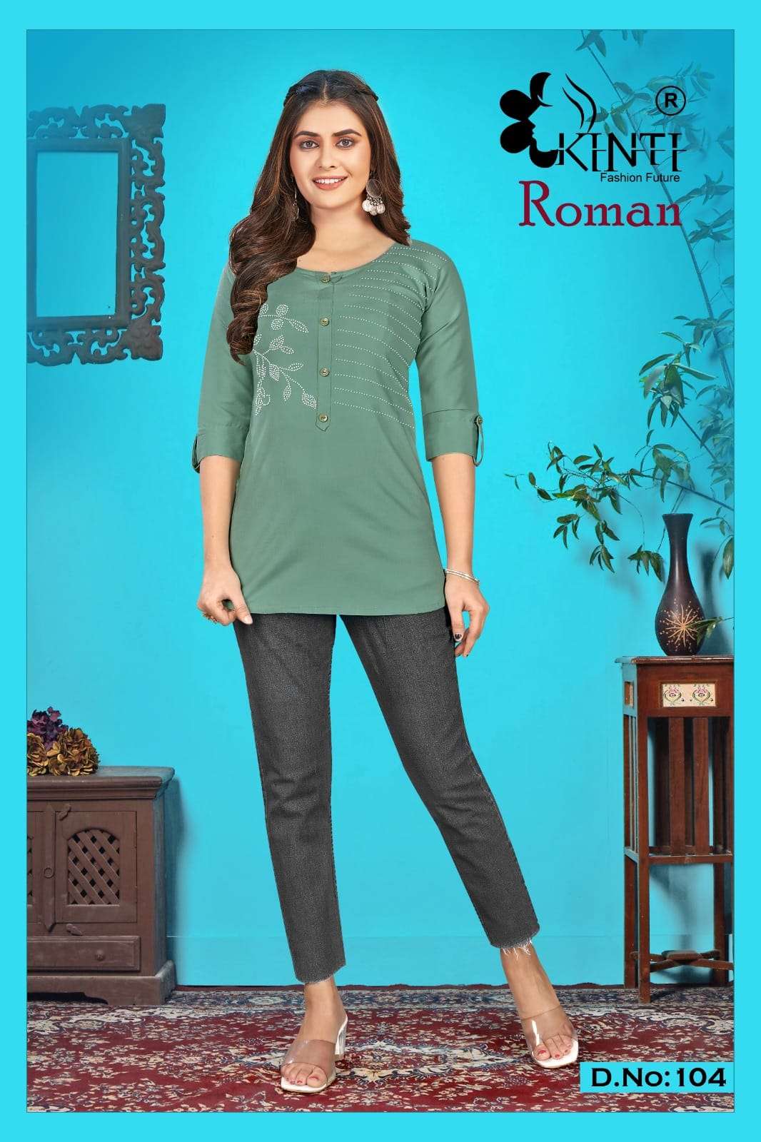 Roman Vol-1 By Kinti 101 To 108 Series Beautiful Stylish Fancy Colorful Casual Wear & Ethnic Wear Slub Lycra Tops At Wholesale Price