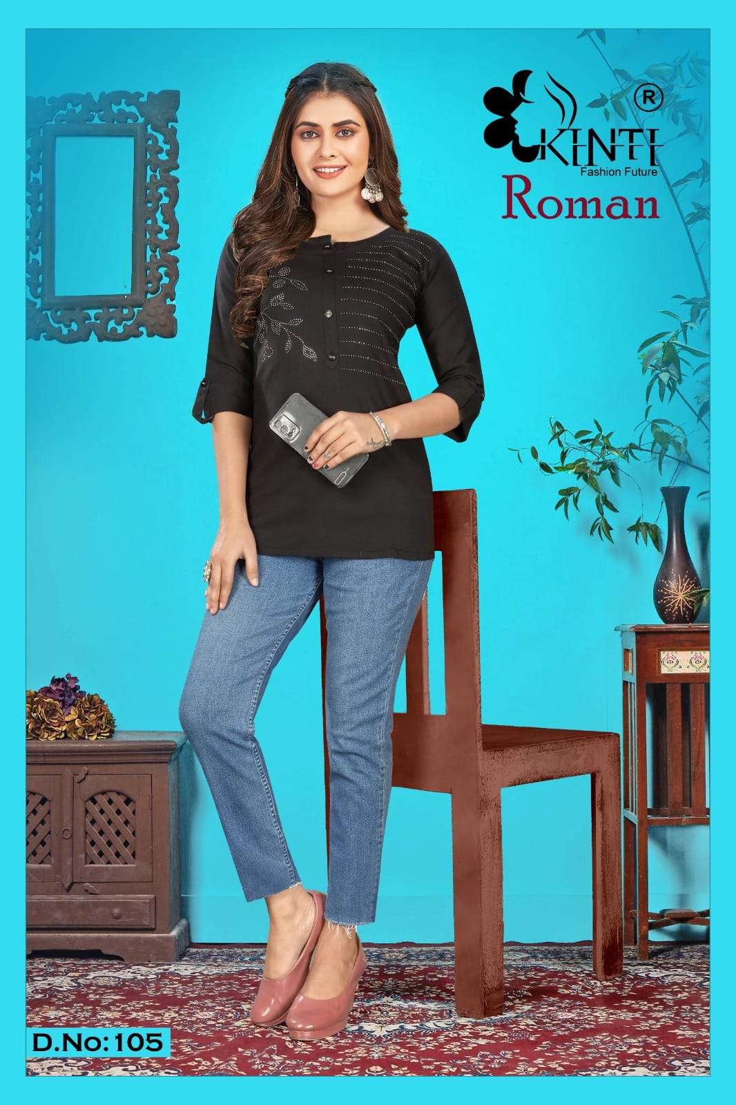 Roman Vol-1 By Kinti 101 To 108 Series Beautiful Stylish Fancy Colorful Casual Wear & Ethnic Wear Slub Lycra Tops At Wholesale Price