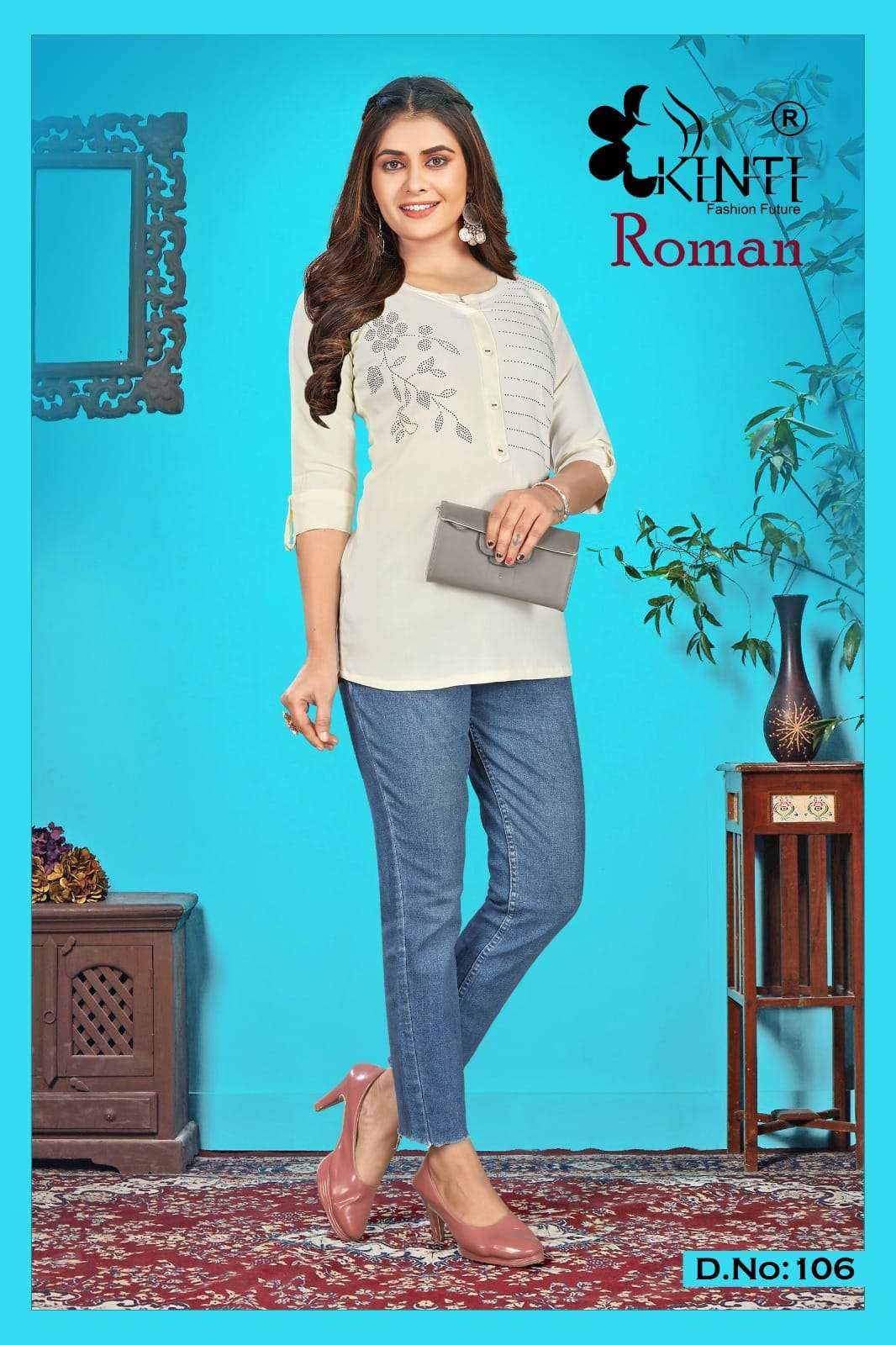 Roman Vol-1 By Kinti 101 To 108 Series Beautiful Stylish Fancy Colorful Casual Wear & Ethnic Wear Slub Lycra Tops At Wholesale Price