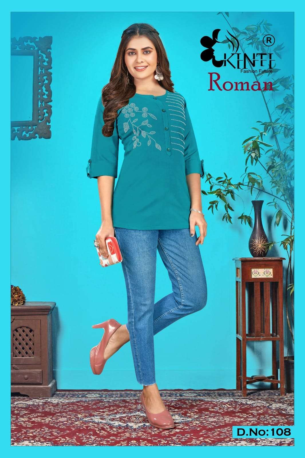 Roman Vol-1 By Kinti 101 To 108 Series Beautiful Stylish Fancy Colorful Casual Wear & Ethnic Wear Slub Lycra Tops At Wholesale Price