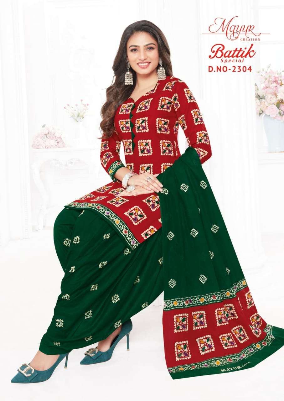 Battik Special Vol-23 By Mayur Creation 2301 To 2310 Series Beautiful Stylish Festive Suits Fancy Colorful Casual Wear & Ethnic Wear & Ready To Wear Cotton Print Dresses At Wholesale Price