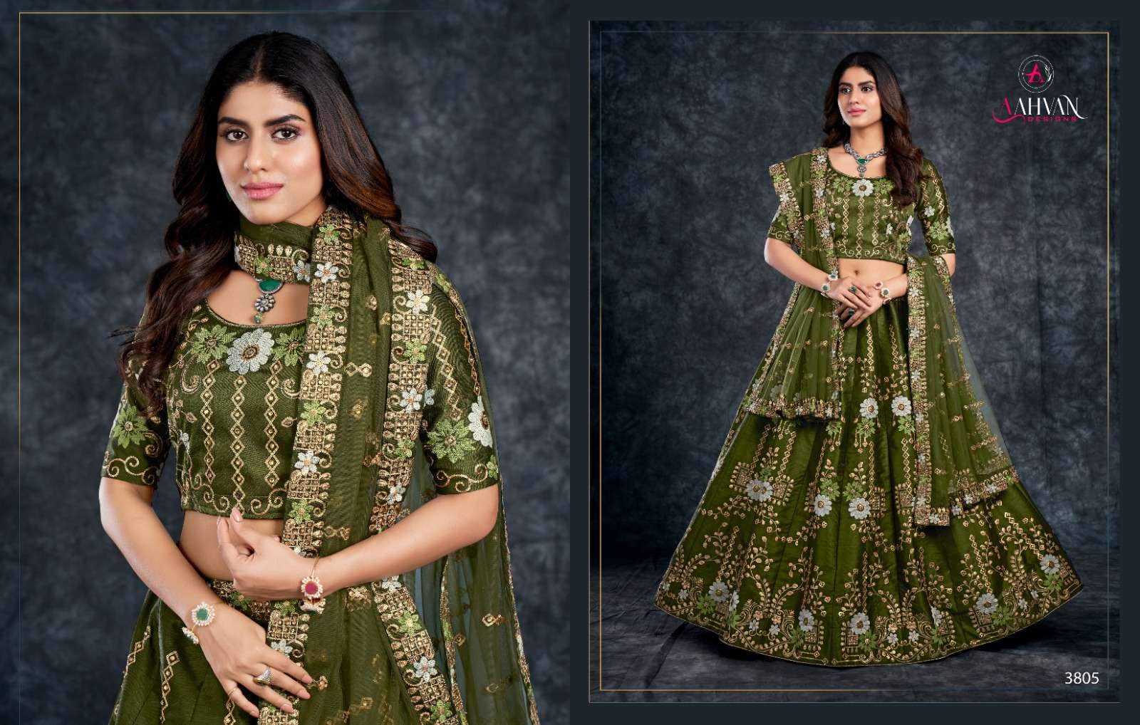 Bridal Saga By Aahvan 3801 To 3809 Series Bridal Wear Collection Beautiful Stylish Colorful Fancy Party Wear & Occasional Wear Silk/Net Lehengas At Wholesale Price