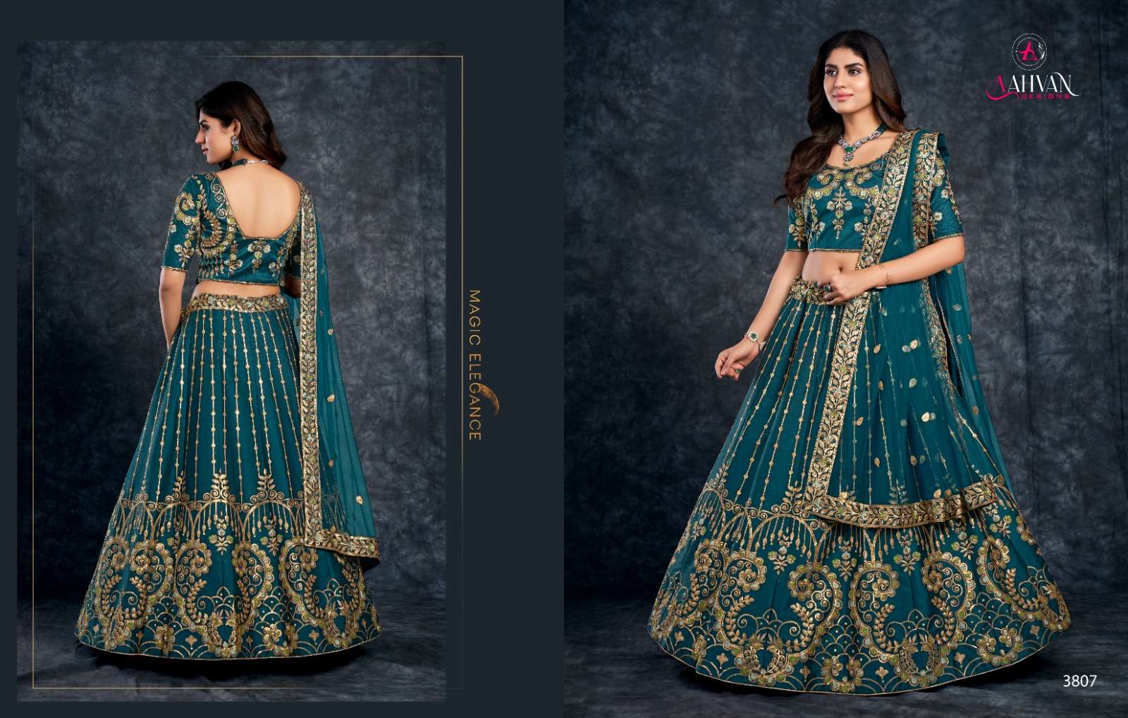 Bridal Saga By Aahvan 3801 To 3809 Series Bridal Wear Collection Beautiful Stylish Colorful Fancy Party Wear & Occasional Wear Silk/Net Lehengas At Wholesale Price