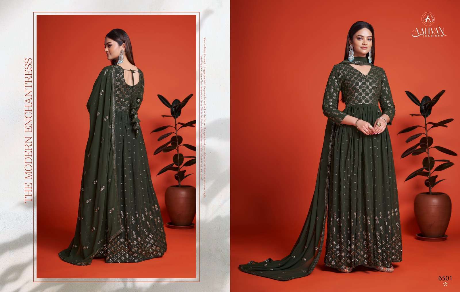 Elegance By Aahvan 6501 To 6504 Series Beautiful Stylish Fancy Colorful Casual Wear & Ethnic Wear Georgette Gowns With Dupatta At Wholesale Price