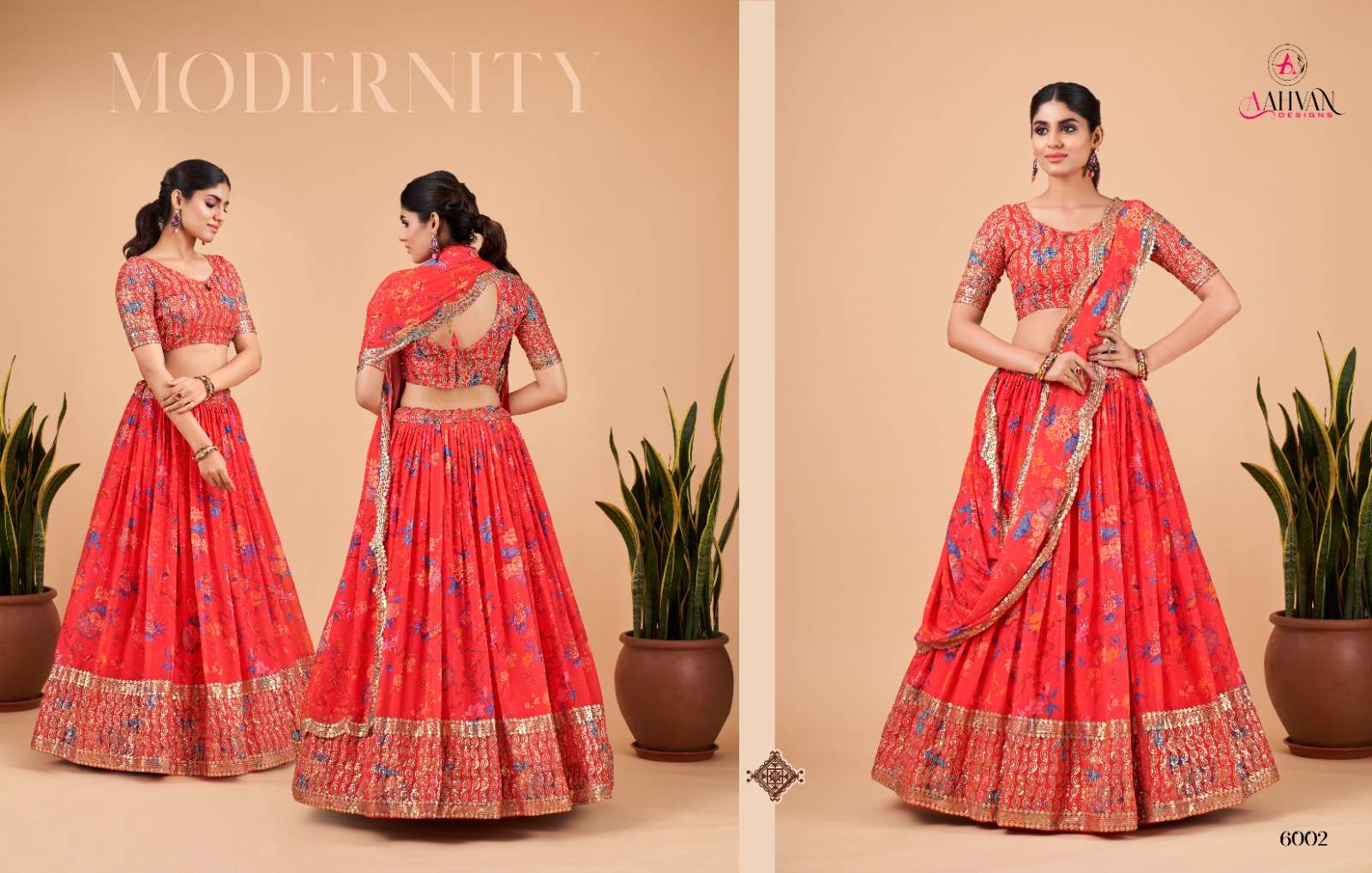 Florence By Aahvan 6001 To 6004 Series Beautiful Festive Collection Occasional Bridal Wear & Party Wear Faux Georgette Lehengas At Wholesale Price