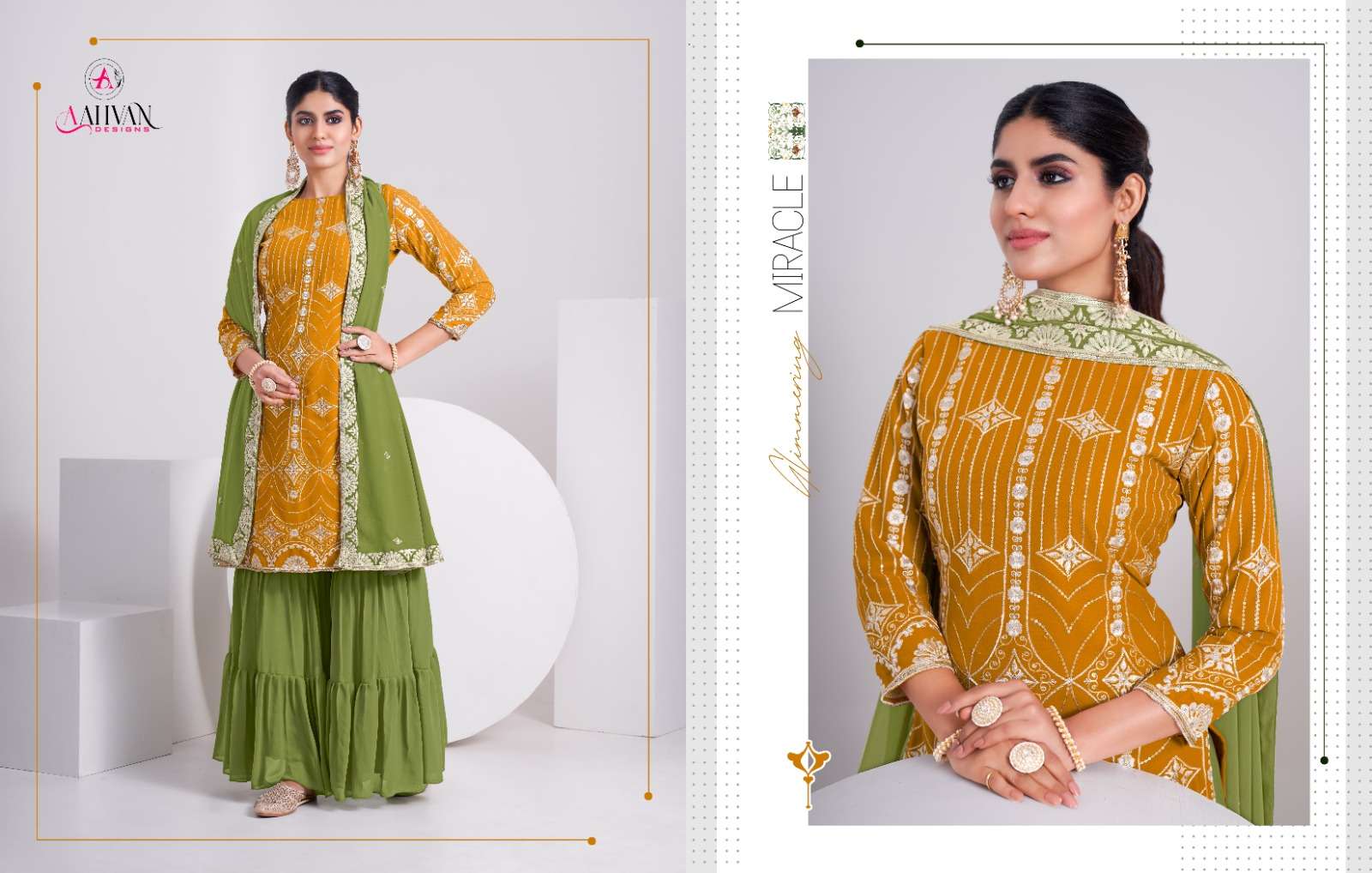 Paradise By Aahvan 6101 To 6104 Series Beautiful Stylish Sharara Suits Fancy Colorful Casual Wear & Ethnic Wear & Ready To Wear Heavy Faux Georgette Dresses At Wholesale Price