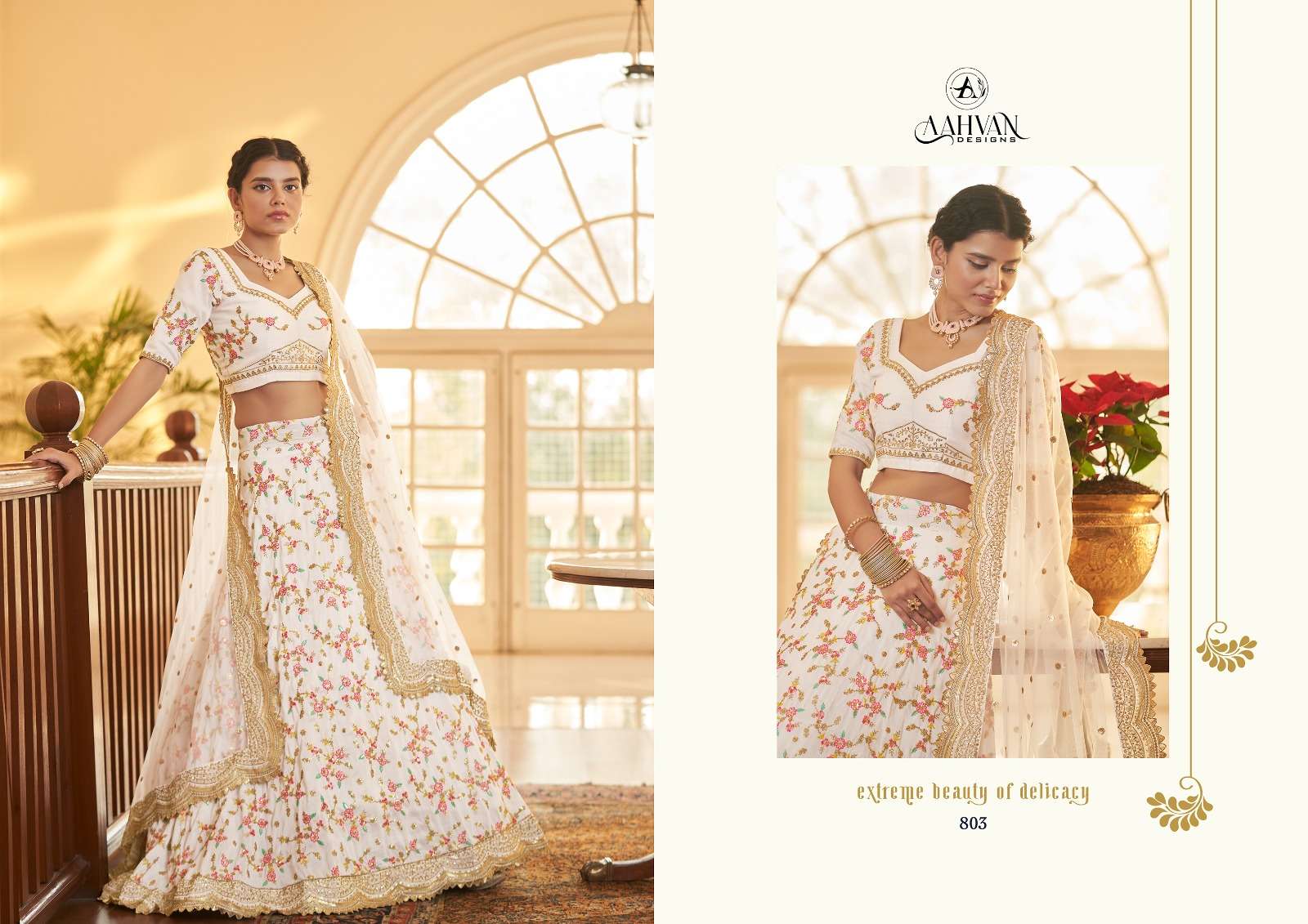 Shringaar Vol-6 By Aahvan 801 To 804 Series Designer Beautiful Collection Occasional Wear & Party Wear Chinnon Silk Lehengas At Wholesale Price