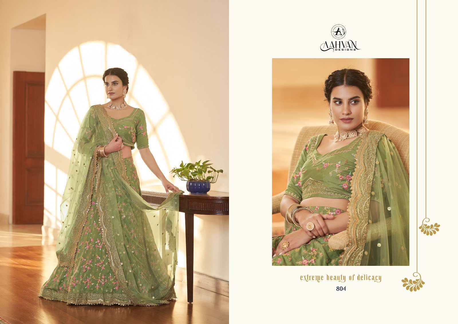 Shringaar Vol-6 By Aahvan 801 To 804 Series Designer Beautiful Collection Occasional Wear & Party Wear Chinnon Silk Lehengas At Wholesale Price