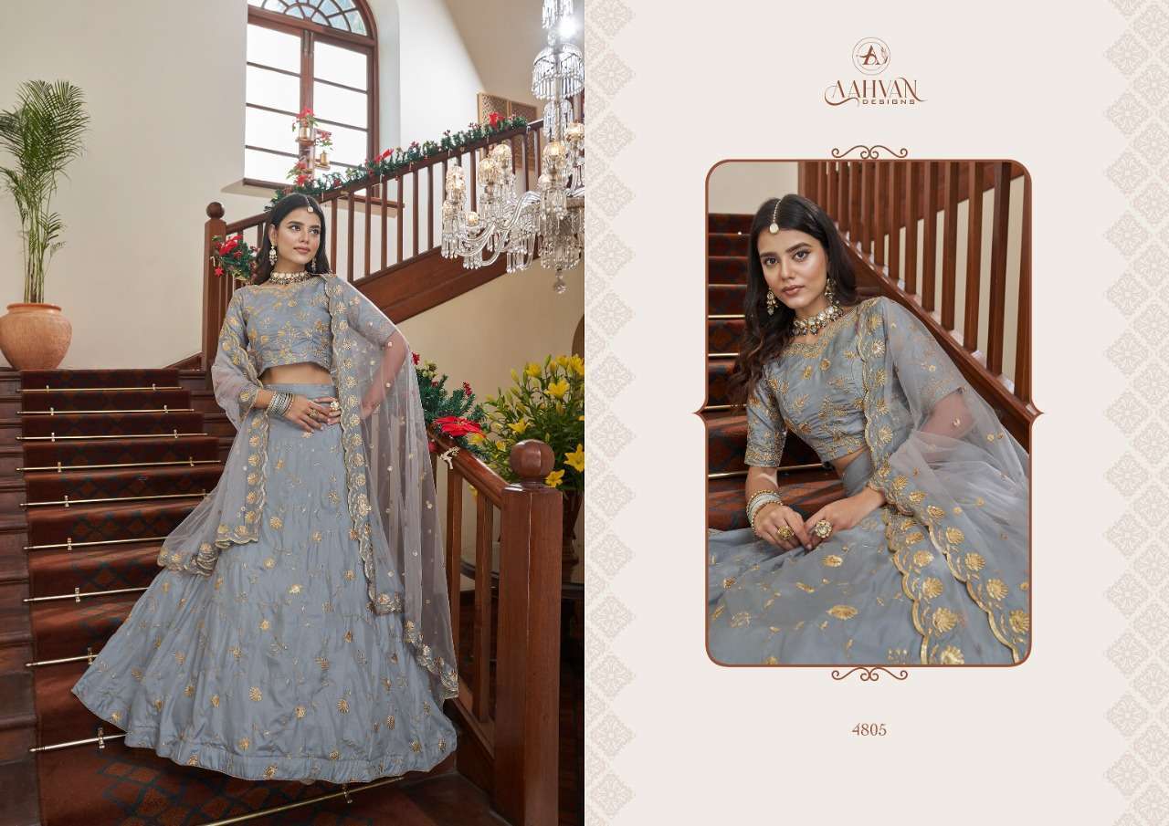 Shringaar Vol-7 By Aahvan 4801 To 4805 Series Designer Beautiful Collection Occasional Wear & Party Wear Art Silk Lehengas At Wholesale Price
