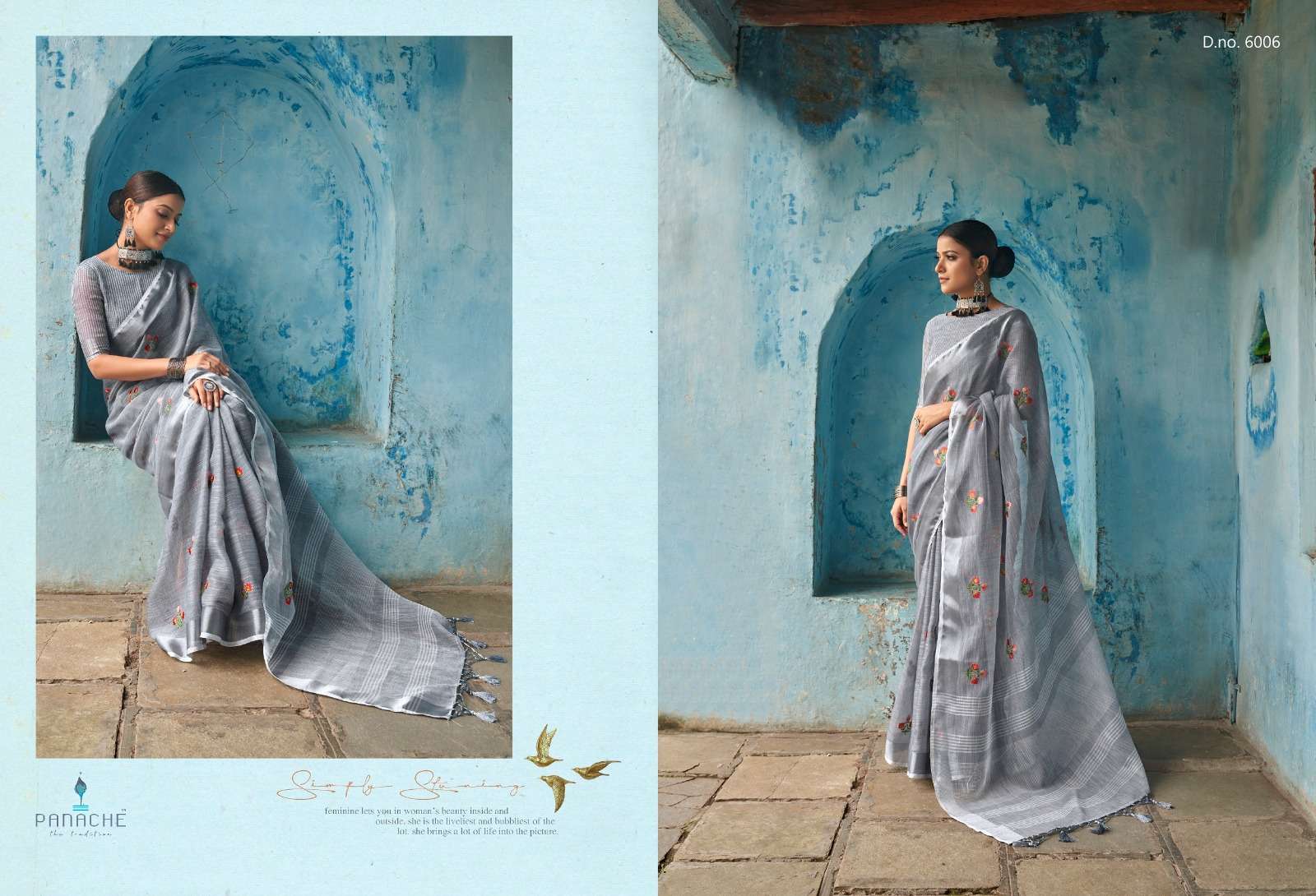 Tara Linen By Panache 6001 To 6007 Series Indian Traditional Wear Collection Beautiful Stylish Fancy Colorful Party Wear & Occasional Wear Linen Sarees At Wholesale Price