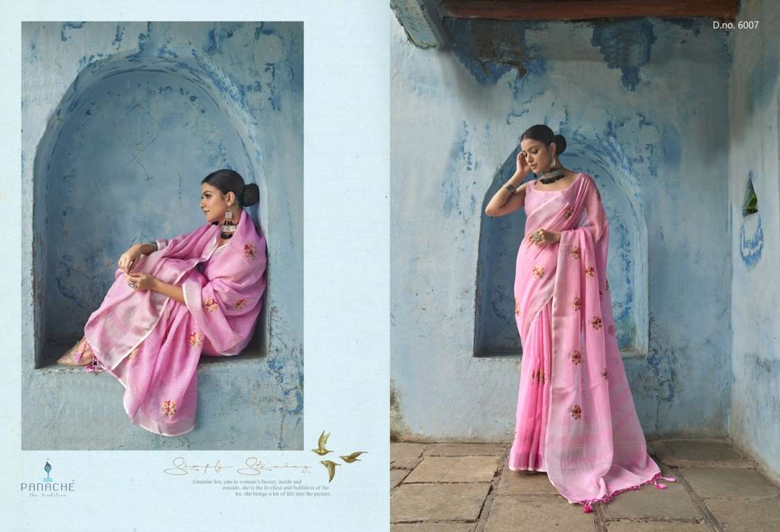 Tara Linen By Panache 6001 To 6007 Series Indian Traditional Wear Collection Beautiful Stylish Fancy Colorful Party Wear & Occasional Wear Linen Sarees At Wholesale Price