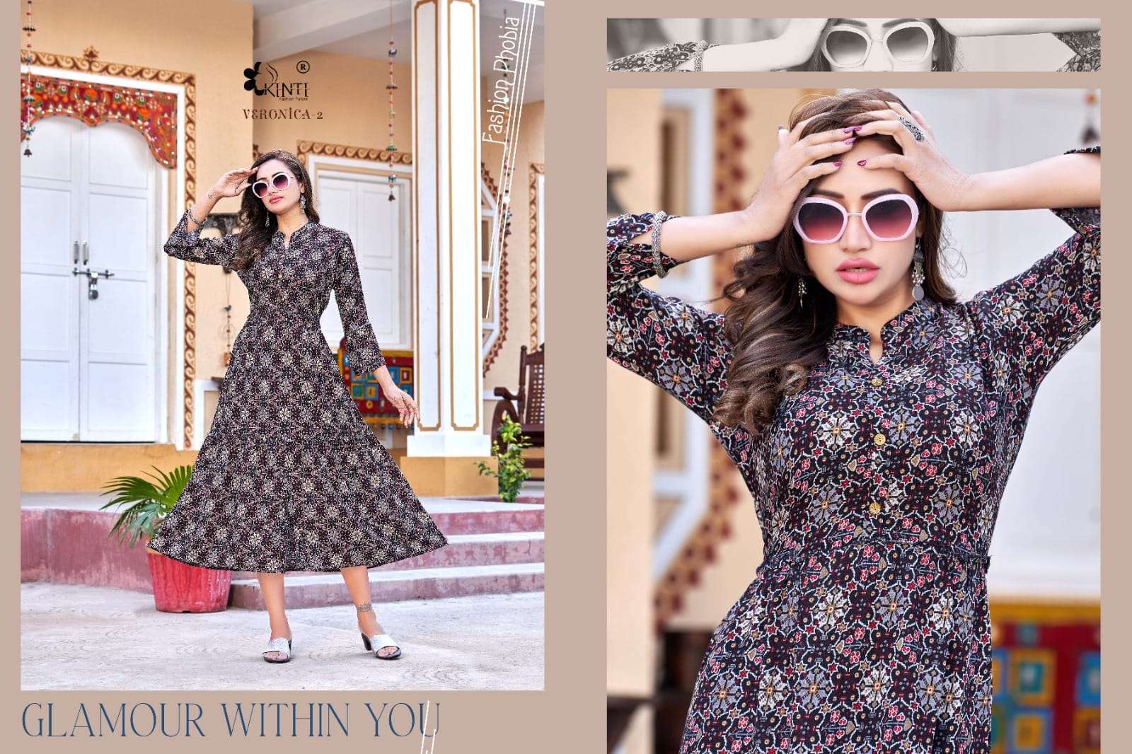 Veronica Vol-2 By Kinti 201 To 208 Series Beautiful Stylish Fancy Colorful Casual Wear & Ethnic Wear Rayon Print Gown At Wholesale Price