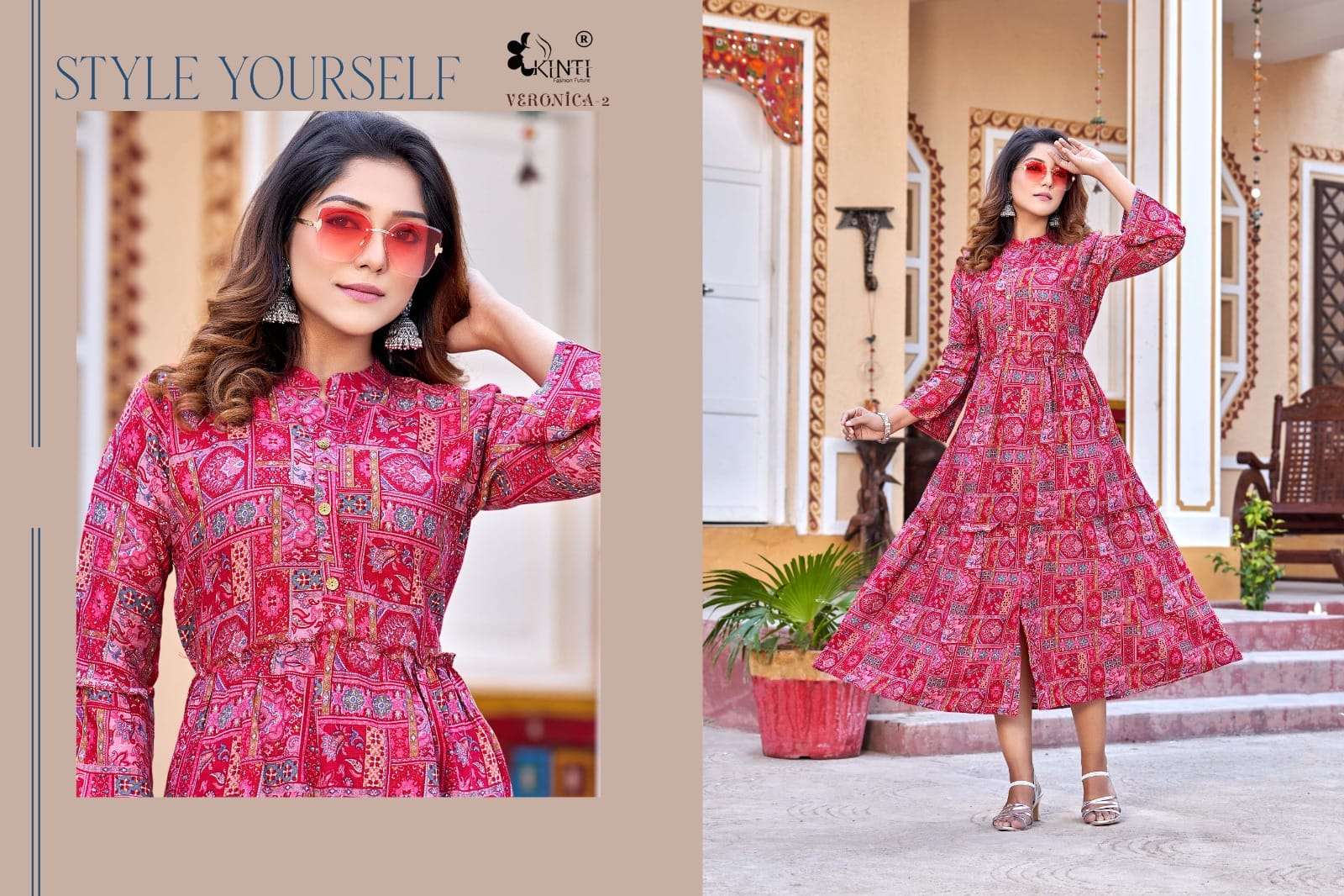 Veronica Vol-2 By Kinti 201 To 208 Series Beautiful Stylish Fancy Colorful Casual Wear & Ethnic Wear Rayon Print Gown At Wholesale Price