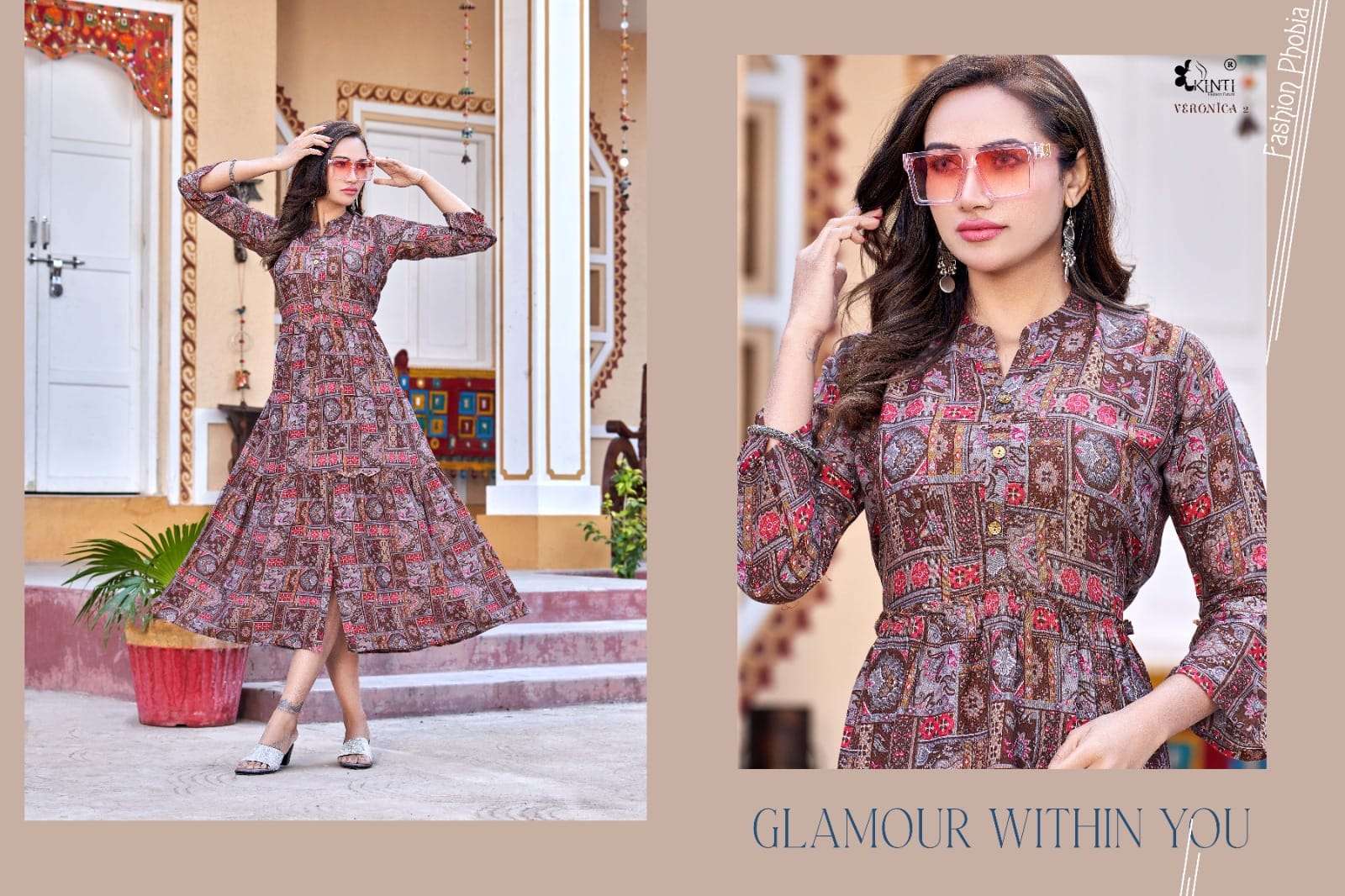 Veronica Vol-2 By Kinti 201 To 208 Series Beautiful Stylish Fancy Colorful Casual Wear & Ethnic Wear Rayon Print Gown At Wholesale Price