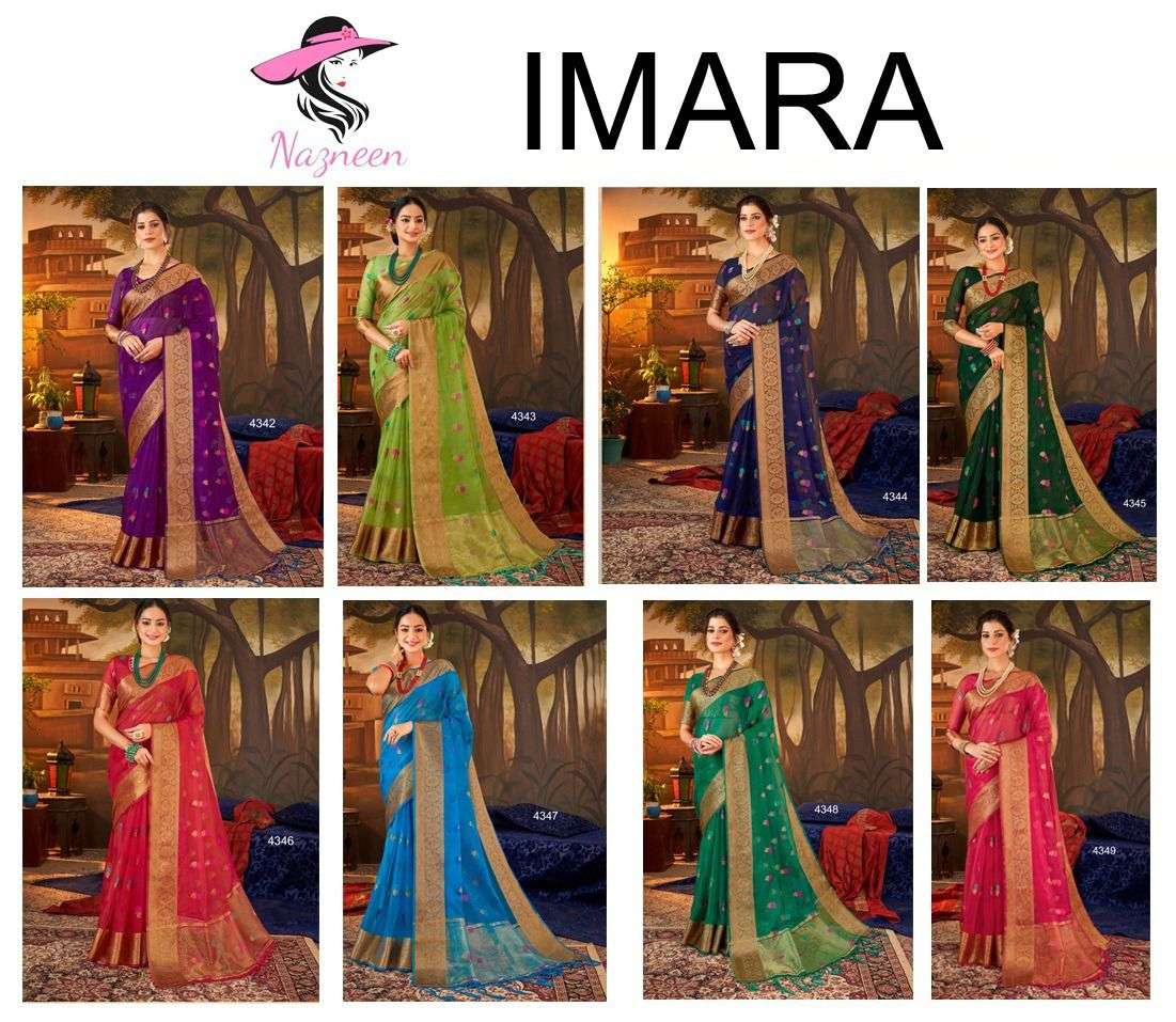 Imara By Nazneen 4342 To 4349 Series Indian Traditional Wear Collection Beautiful Stylish Fancy Colorful Party Wear & Occasional Wear Silk Sarees At Wholesale Price