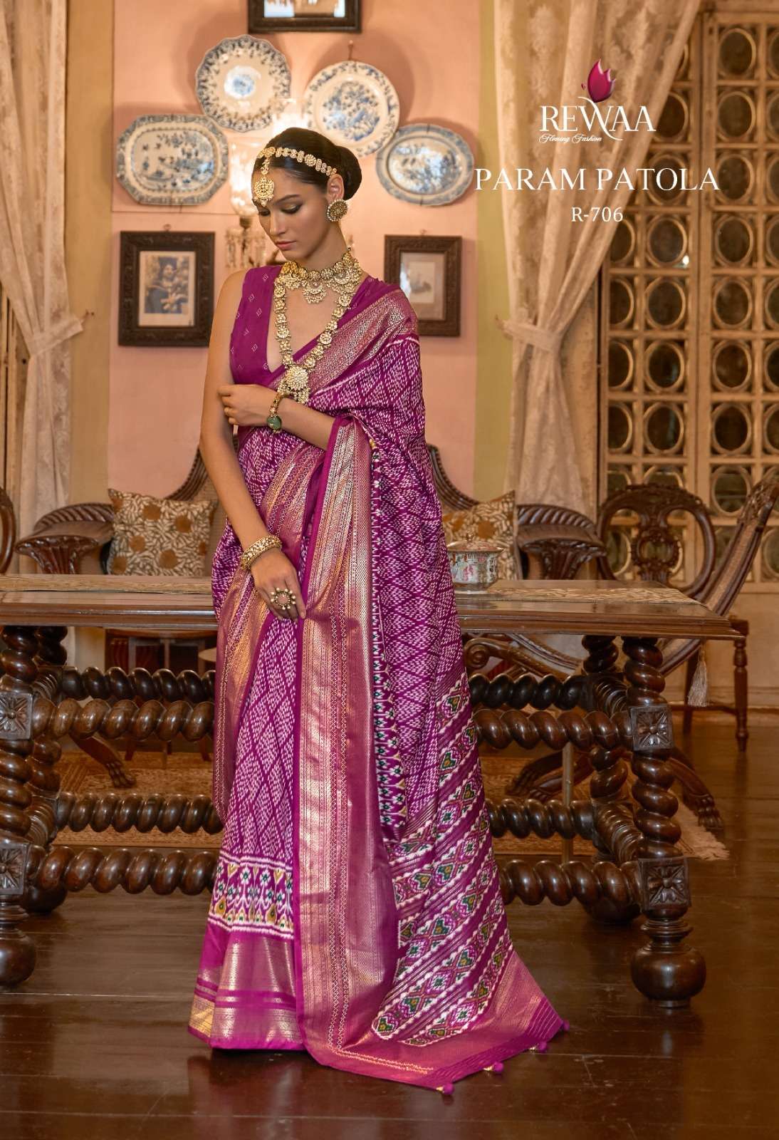 Param Patola By Rewaa 698 To 706 Series Indian Traditional Wear Collection Beautiful Stylish Fancy Colorful Party Wear & Occasional Wear Patola Silk Sarees At Wholesale Price