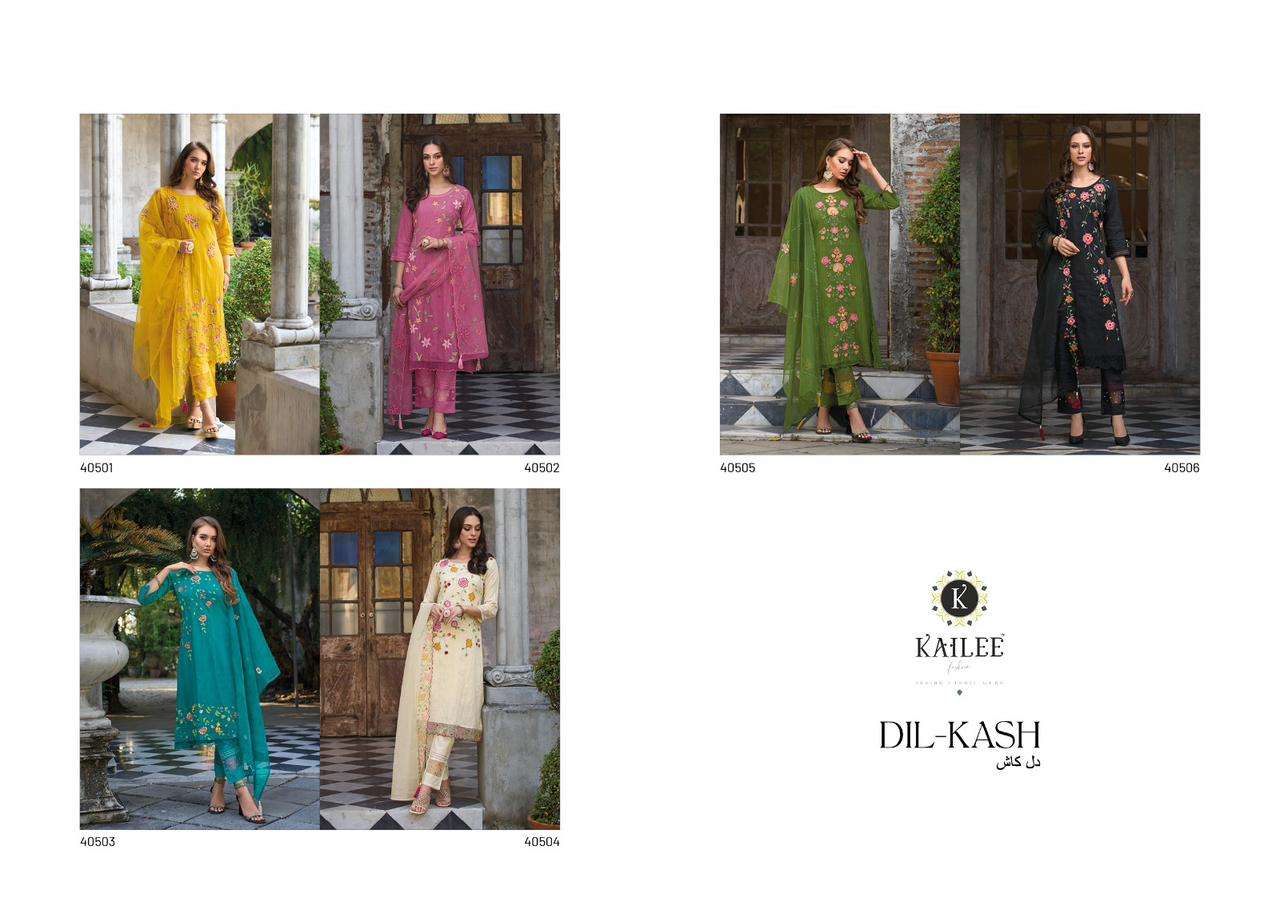 Dil-Kash By Kailee 40501 To 40506 Series Beautiful Festive Suits Colorful Stylish Fancy Casual Wear & Ethnic Wear Pure Cotton Dresses At Wholesale Price