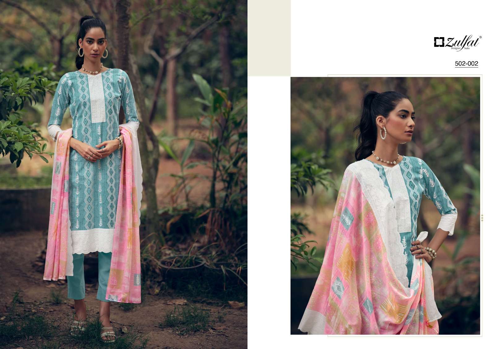 Mashq By Zulfat 502-001 To 502-010 Series Designer Suits Collection Beautiful Stylish Colorful Fancy Party Wear & Occasional Wear Pure Cotton Dresses At Wholesale Price