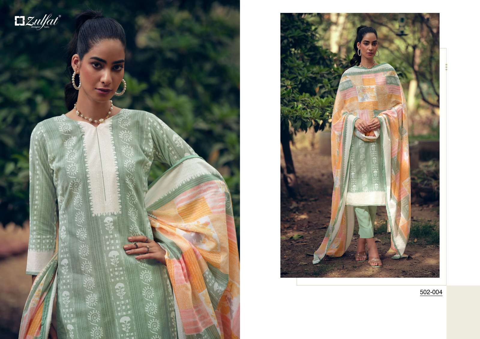Mashq By Zulfat 502-001 To 502-010 Series Designer Suits Collection Beautiful Stylish Colorful Fancy Party Wear & Occasional Wear Pure Cotton Dresses At Wholesale Price