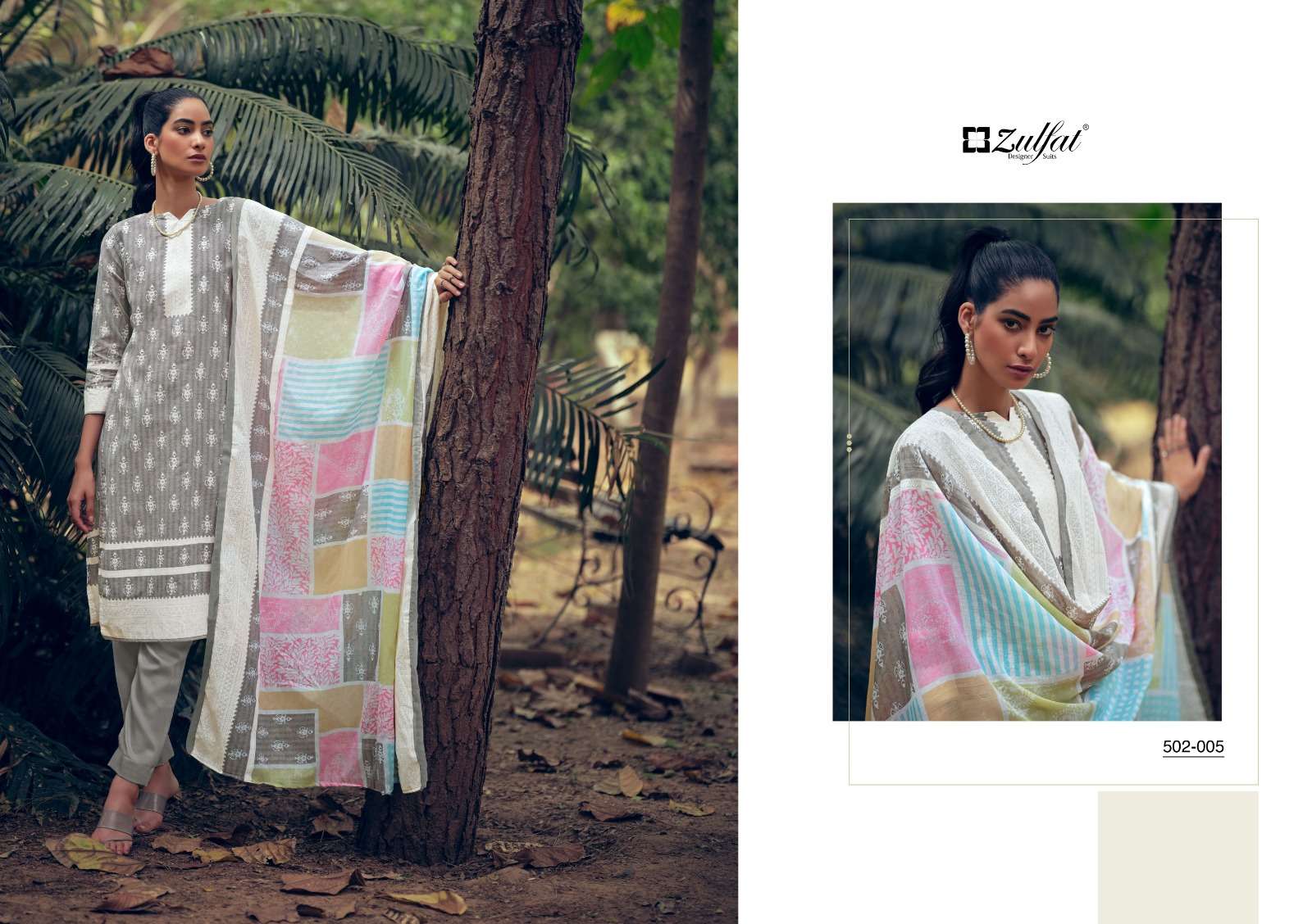 Mashq By Zulfat 502-001 To 502-010 Series Designer Suits Collection Beautiful Stylish Colorful Fancy Party Wear & Occasional Wear Pure Cotton Dresses At Wholesale Price