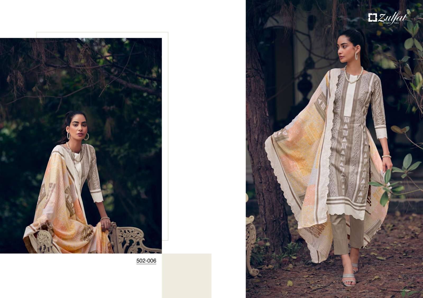 Mashq By Zulfat 502-001 To 502-010 Series Designer Suits Collection Beautiful Stylish Colorful Fancy Party Wear & Occasional Wear Pure Cotton Dresses At Wholesale Price