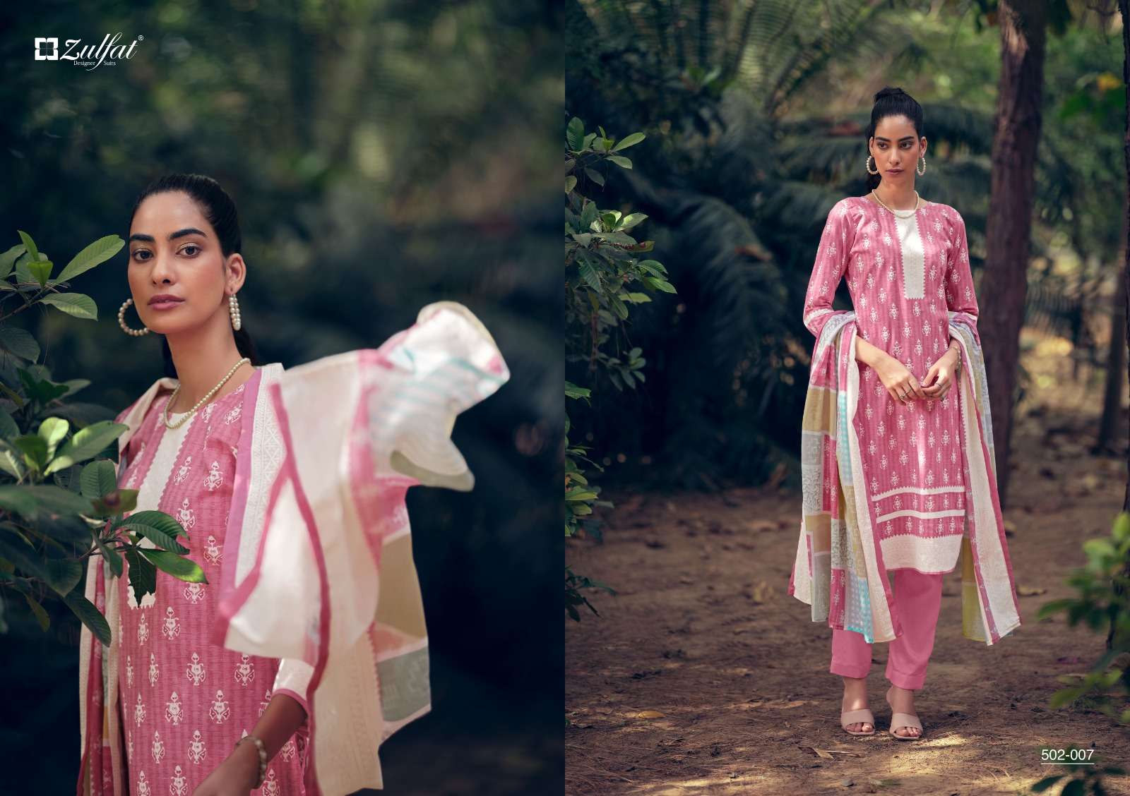 Mashq By Zulfat 502-001 To 502-010 Series Designer Suits Collection Beautiful Stylish Colorful Fancy Party Wear & Occasional Wear Pure Cotton Dresses At Wholesale Price