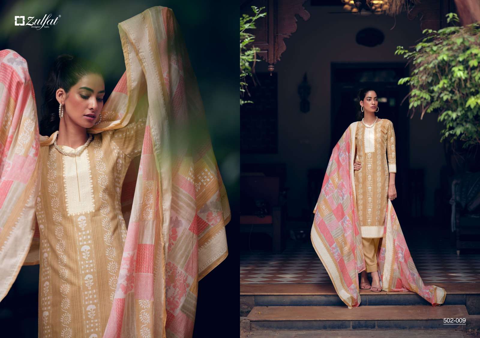 Mashq By Zulfat 502-001 To 502-010 Series Designer Suits Collection Beautiful Stylish Colorful Fancy Party Wear & Occasional Wear Pure Cotton Dresses At Wholesale Price