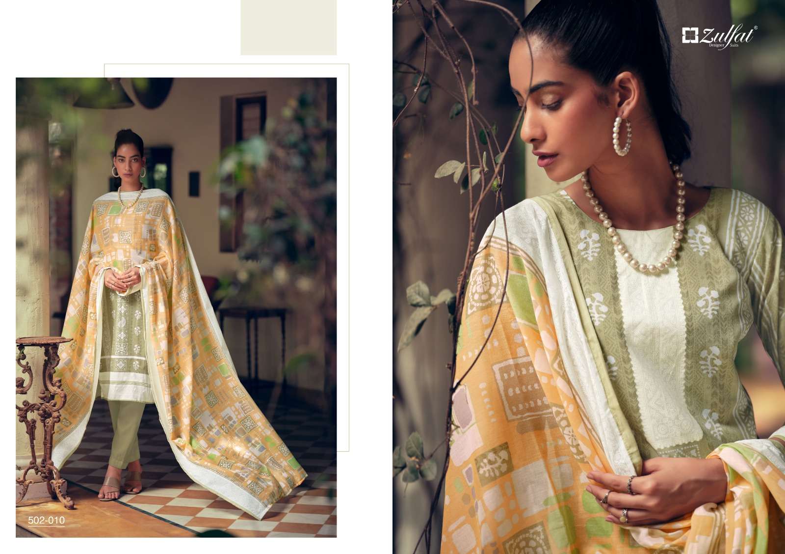 Mashq By Zulfat 502-001 To 502-010 Series Designer Suits Collection Beautiful Stylish Colorful Fancy Party Wear & Occasional Wear Pure Cotton Dresses At Wholesale Price