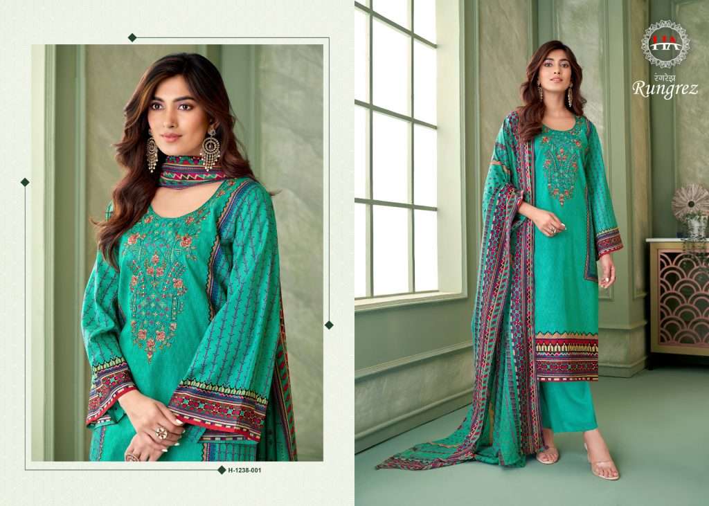 Rungrez By Harshit Fashion Hub 1238-001 To 1238-008 Series Beautiful Stylish Suits Fancy Colorful Casual Wear & Ethnic Wear & Ready To Wear Pure Cambric Print Dresses At Wholesale Price