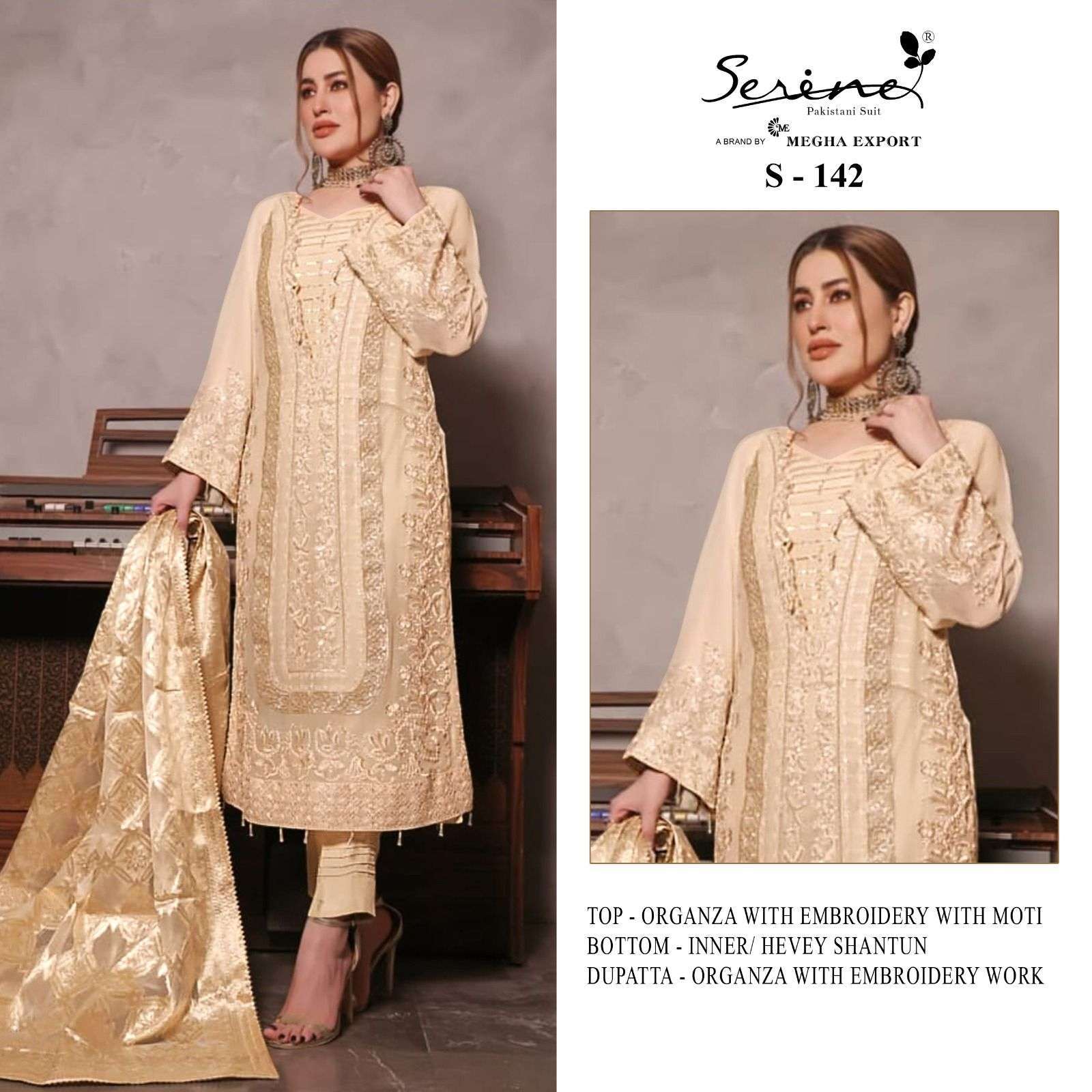 Serene Hit Design S-142 By Serene Beautiful Pakistani Suits Colorful Stylish Fancy Casual Wear & Ethnic Wear Organza Dresses At Wholesale Price