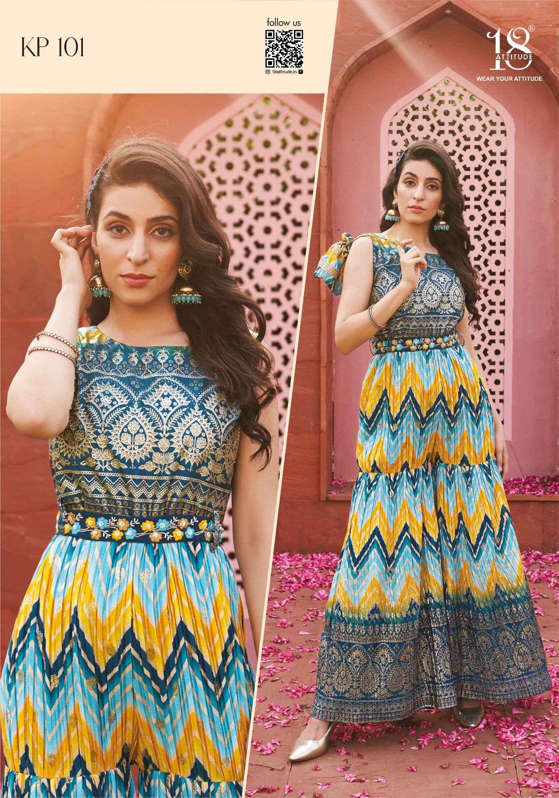 Kitty Party By 18 Attitude 101 To 105 Series Designer Stylish Fancy Colorful Beautiful Party Wear & Ethnic Wear Collection Chinnon Jumpsuit At Wholesale Price