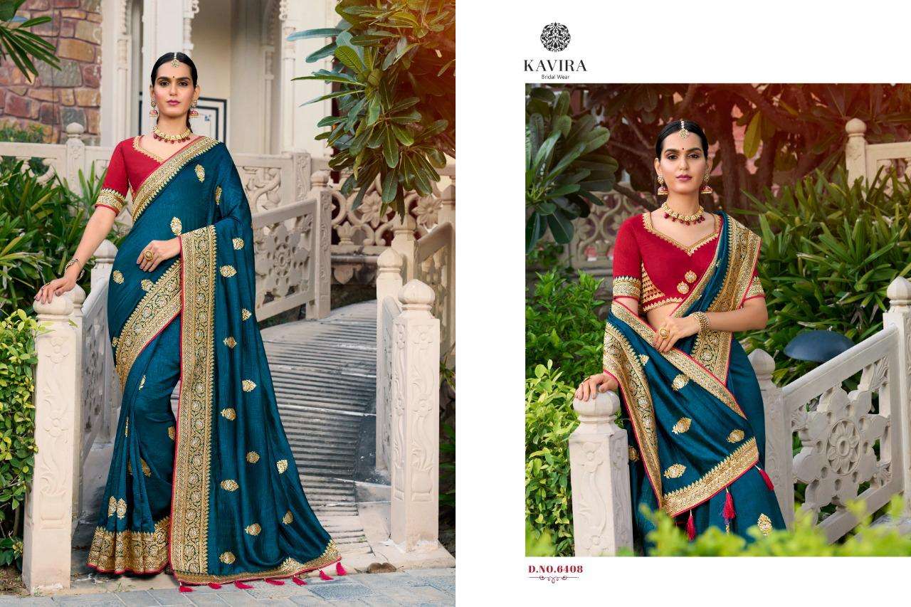 Samantha By Kavira 6401 To 6411 Series Indian Traditional Wear Collection Beautiful Stylish Fancy Colorful Party Wear & Occasional Wear Vichitra Sarees At Wholesale Price