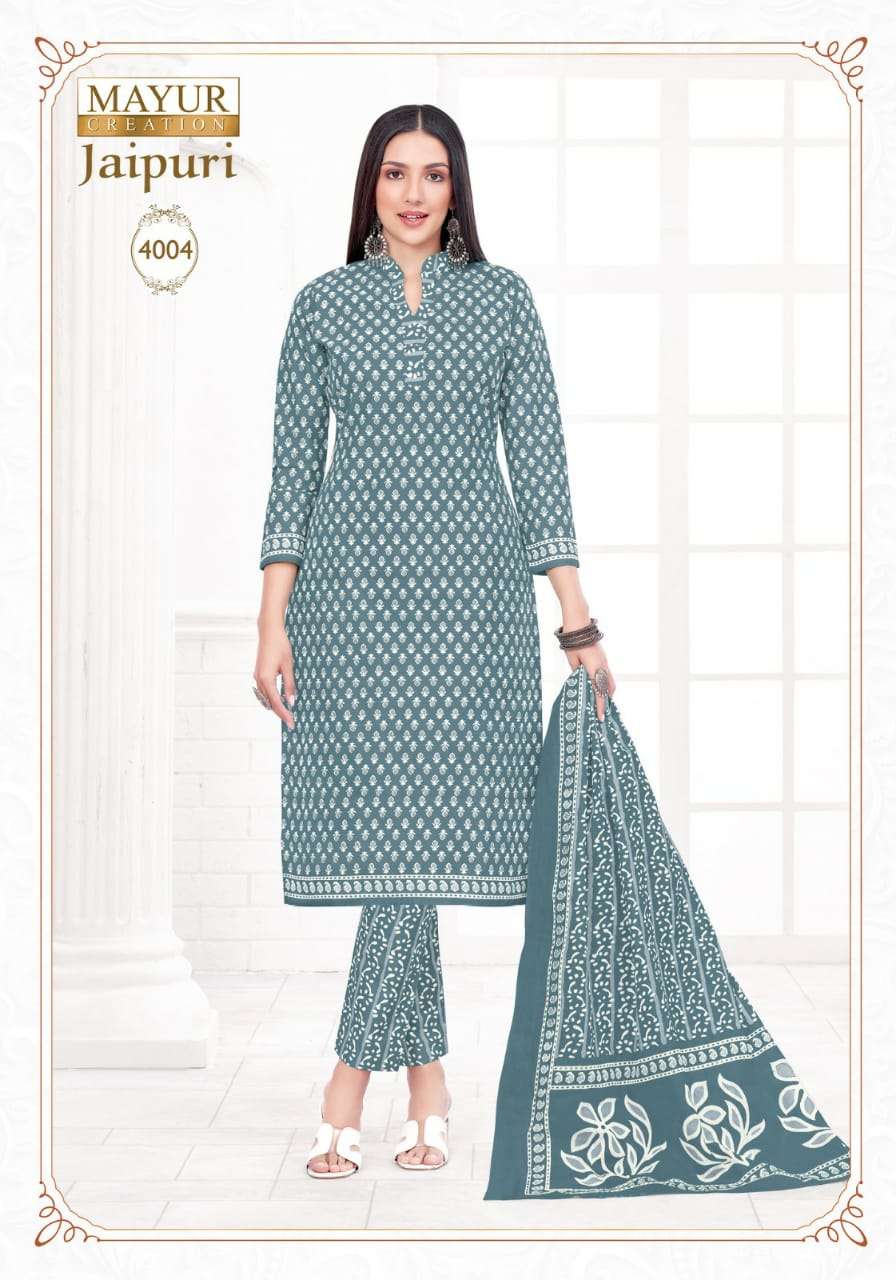 Jaipuri Vol-4 By Mayur Creation 4001 To 4010 Series Beautiful Stylish Festive Suits Fancy Colorful Casual Wear & Ethnic Wear & Ready To Wear Cotton Print Dresses At Wholesale Price
