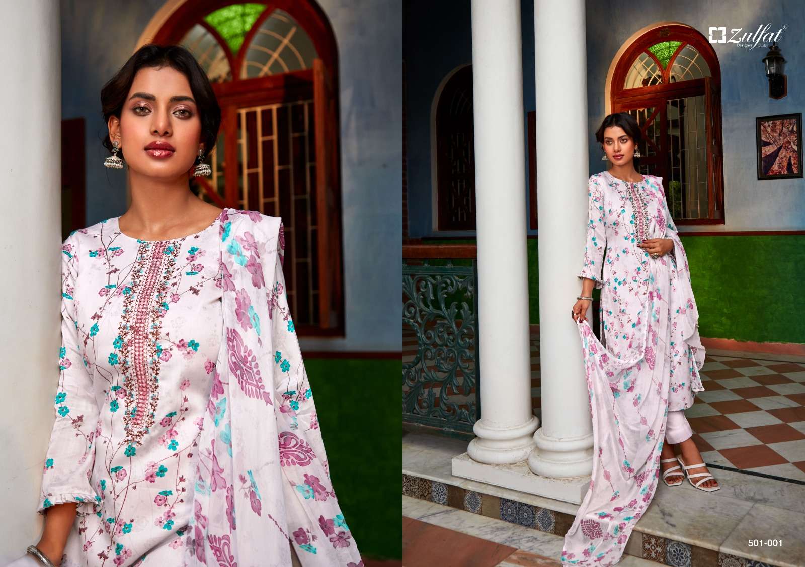 Dilreet By Zulfat 501-001 To 501-010 Series Beautiful Stylish Festive Suits Fancy Colorful Casual Wear & Ethnic Wear & Ready To Wear Pure Jam Cotton Print Dresses At Wholesale Price