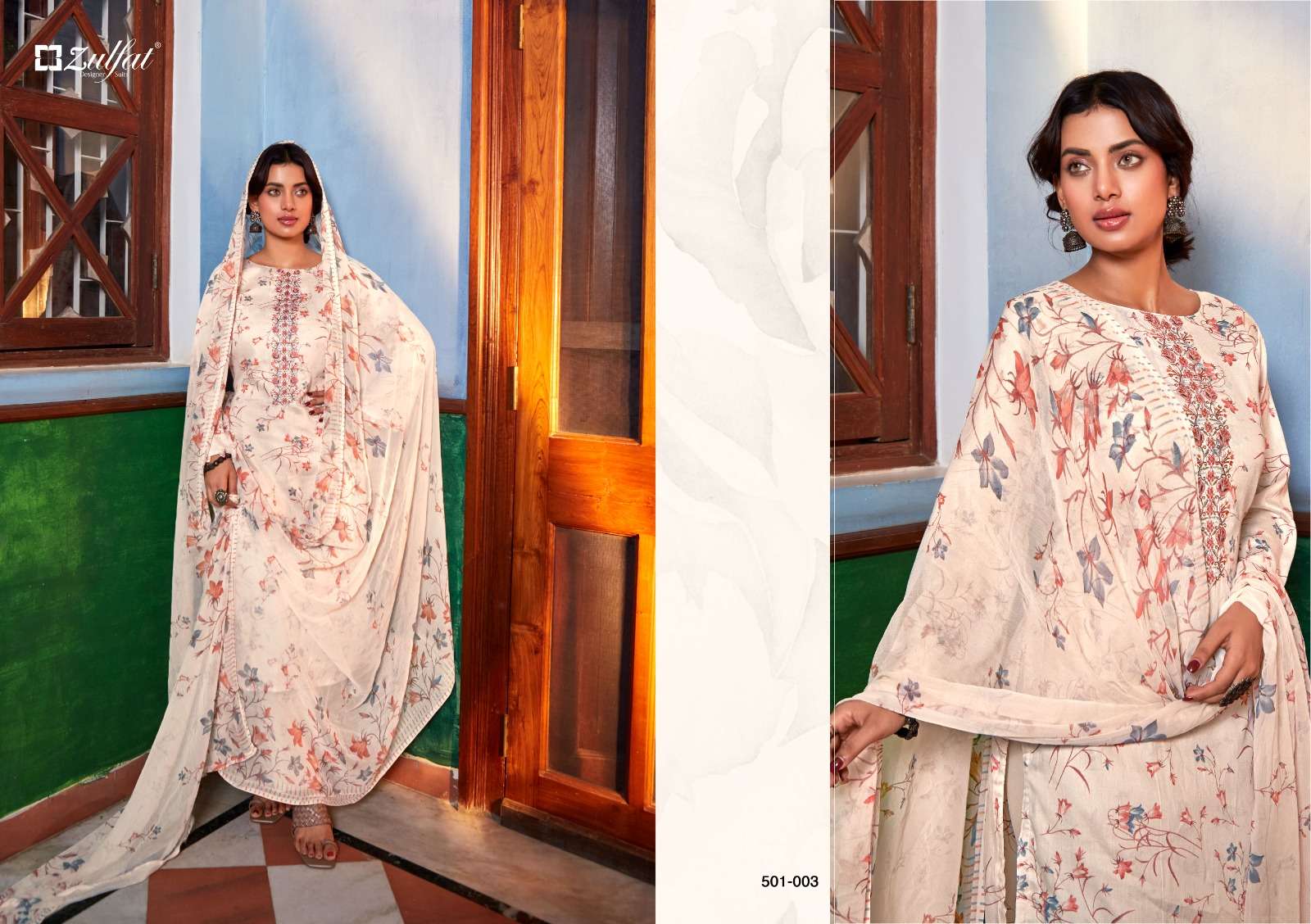 Dilreet By Zulfat 501-001 To 501-010 Series Beautiful Stylish Festive Suits Fancy Colorful Casual Wear & Ethnic Wear & Ready To Wear Pure Jam Cotton Print Dresses At Wholesale Price