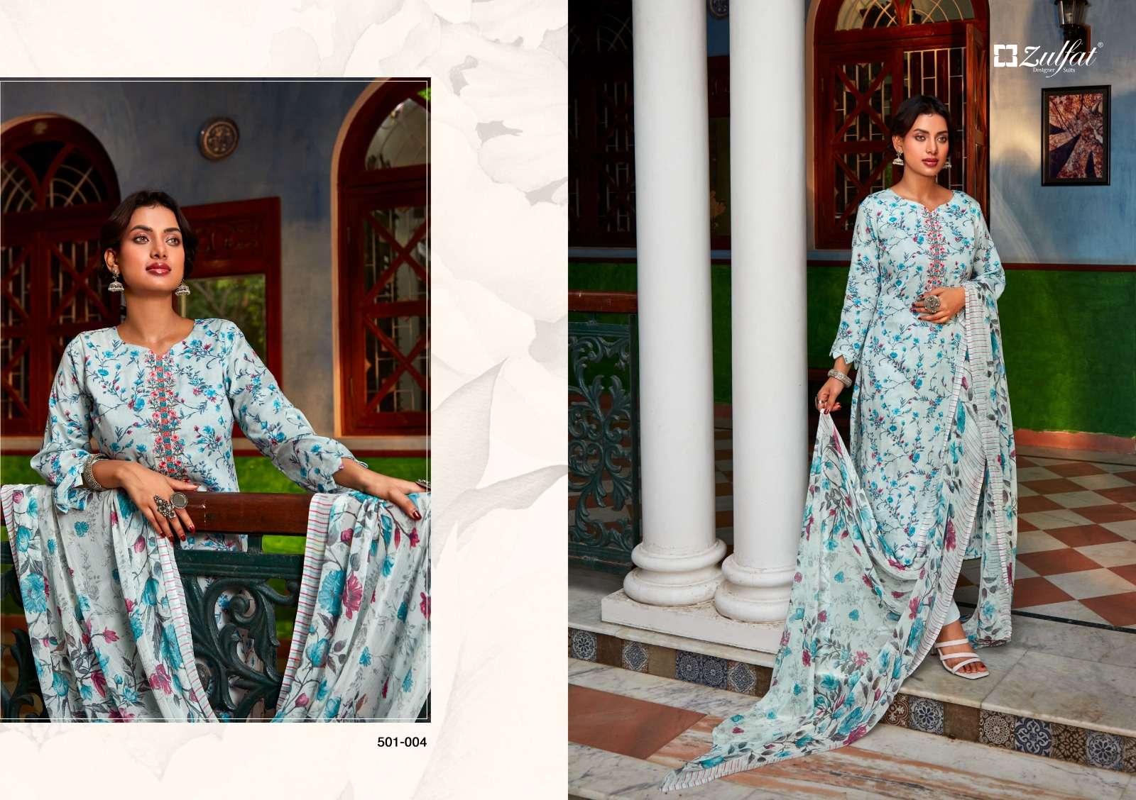 Dilreet By Zulfat 501-001 To 501-010 Series Beautiful Stylish Festive Suits Fancy Colorful Casual Wear & Ethnic Wear & Ready To Wear Pure Jam Cotton Print Dresses At Wholesale Price