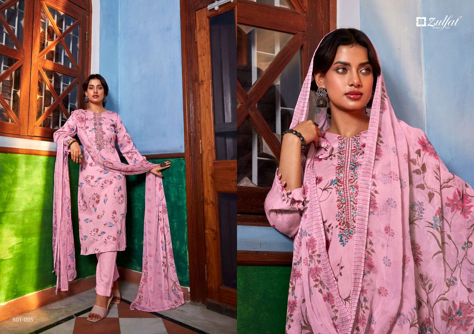 Dilreet By Zulfat 501-001 To 501-010 Series Beautiful Stylish Festive Suits Fancy Colorful Casual Wear & Ethnic Wear & Ready To Wear Pure Jam Cotton Print Dresses At Wholesale Price